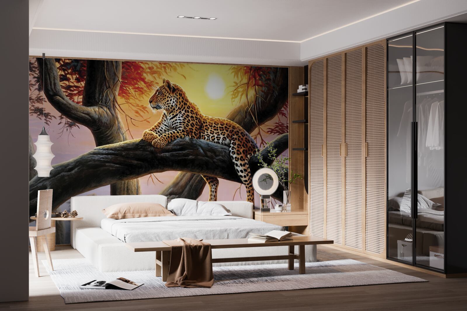 Фотошпалери леопард сидів на дереві і насолоджувався відпочинком