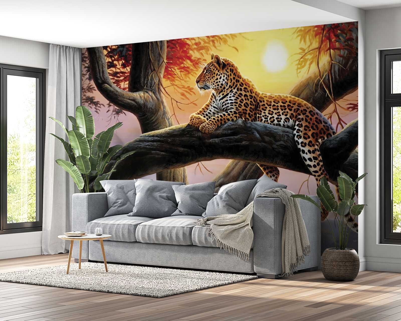 Фотошпалери леопард сидів на дереві і насолоджувався відпочинком