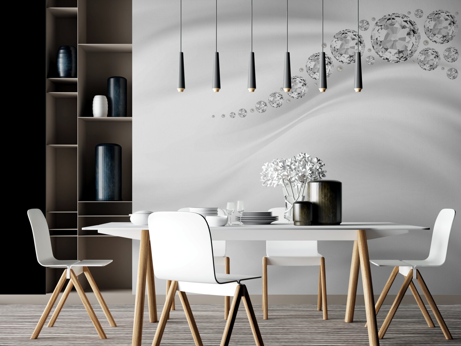 Фотошпалери білосніжні хвилі та дорогоцінні мінерали