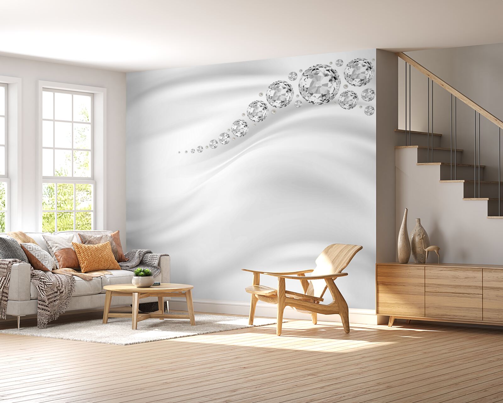 Фотошпалери білосніжні хвилі та дорогоцінні мінерали