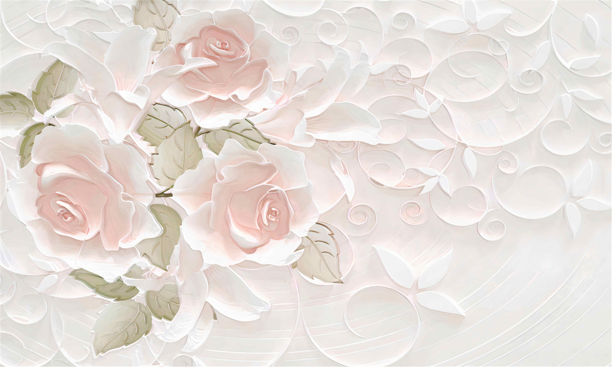 Фотошпалери бліді троянди на блідій стіні