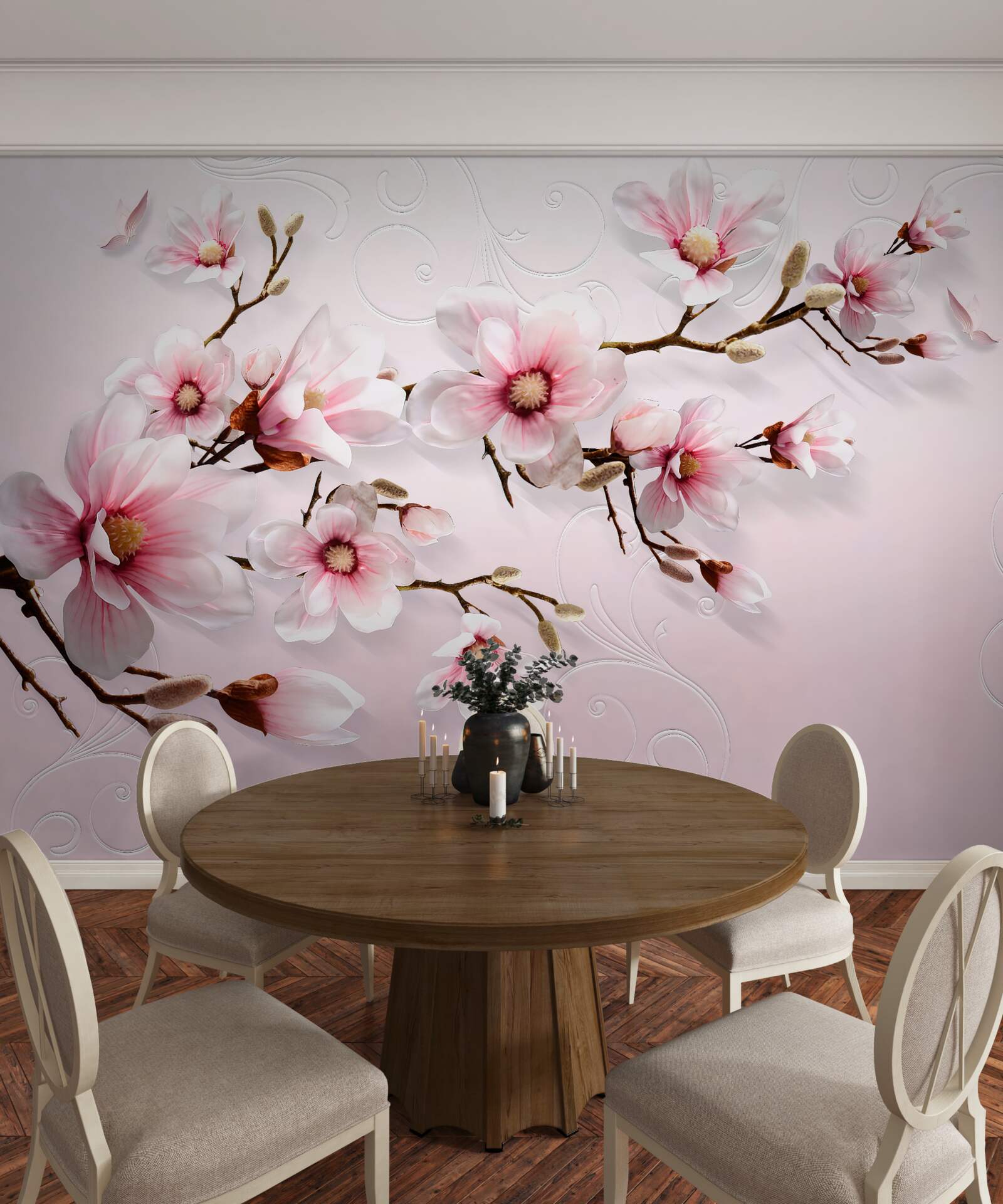 Фотошпалери фоновий розпис з квітковим мотивом