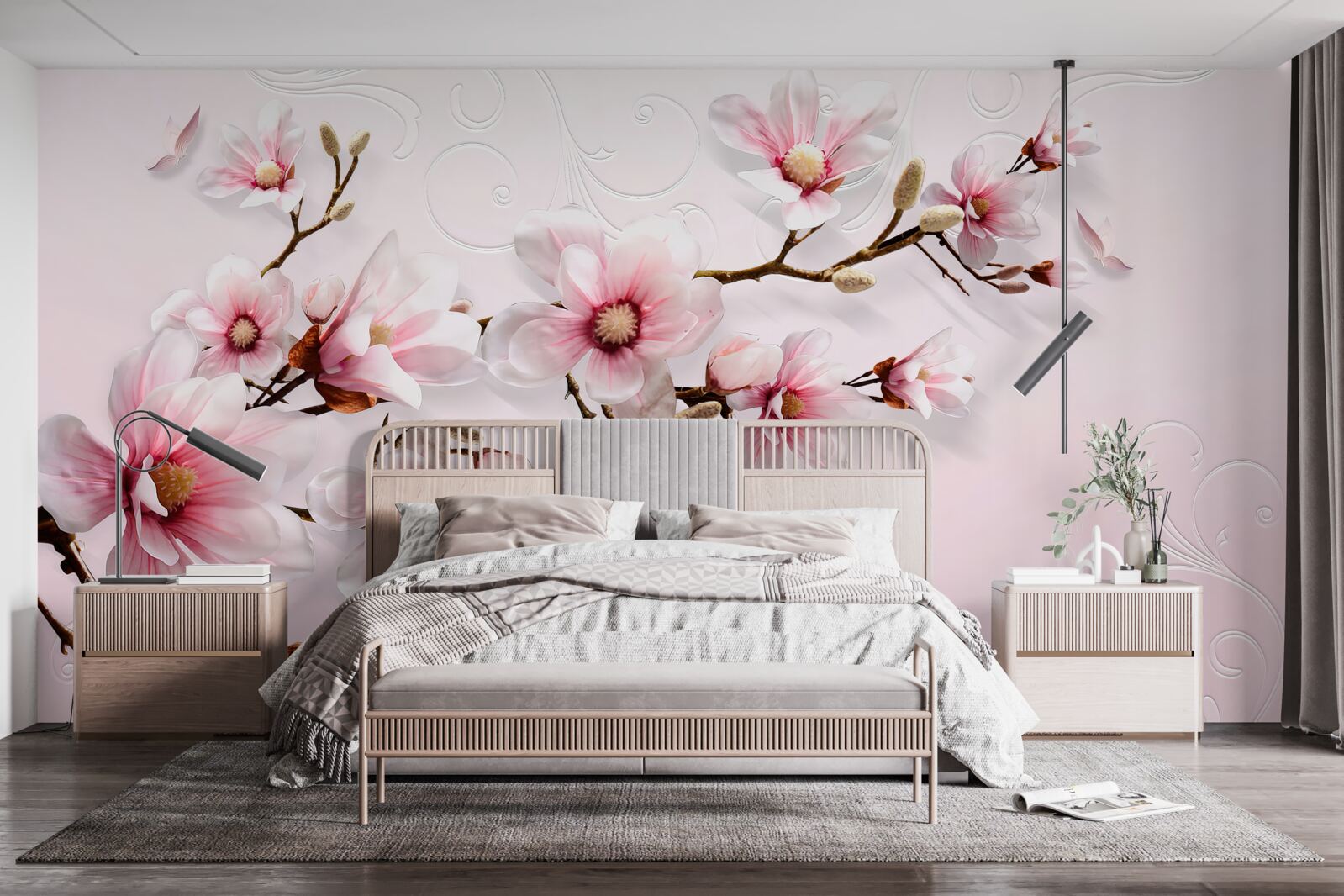 Фотошпалери фоновий розпис з квітковим мотивом