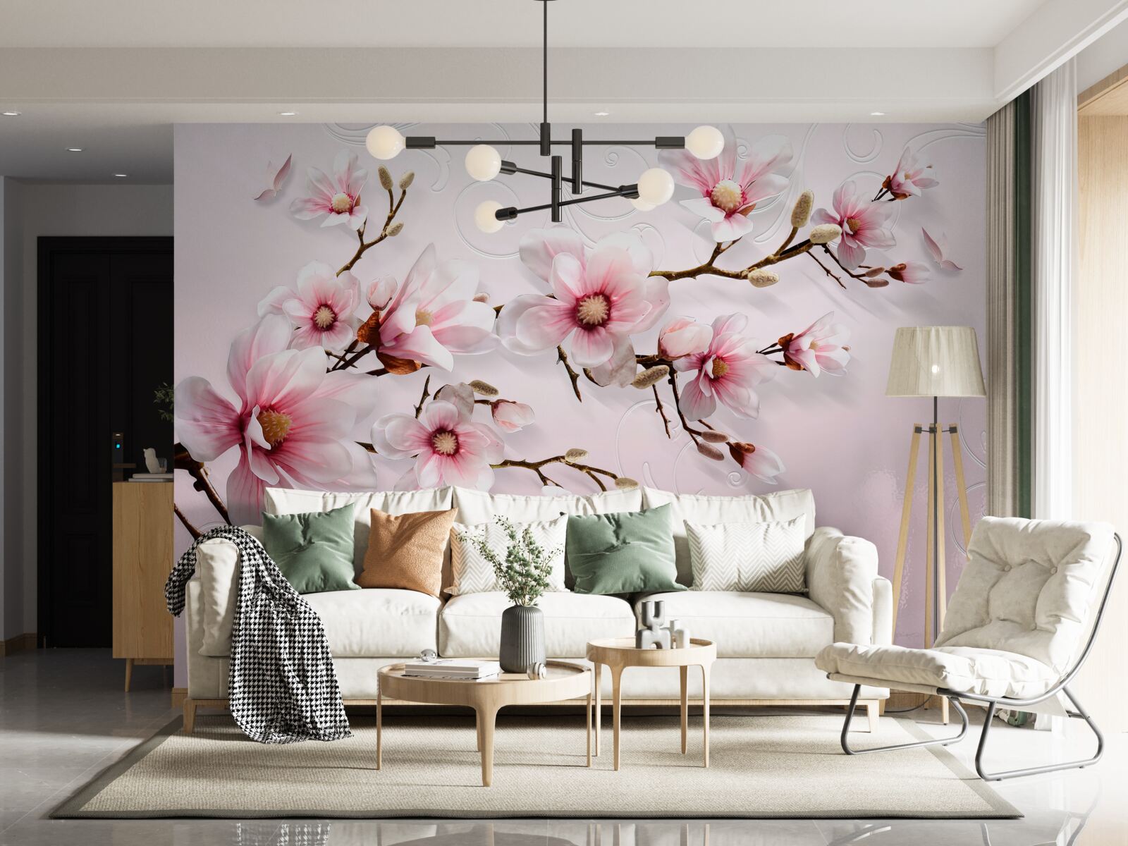 Фотошпалери фоновий розпис з квітковим мотивом