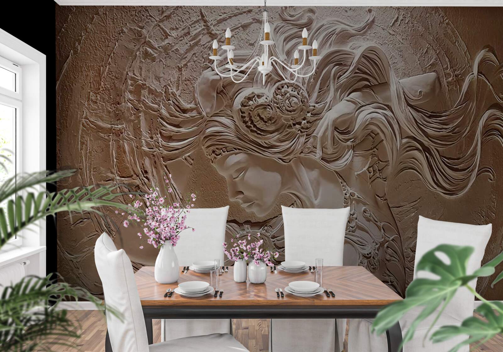 Фотошпалери зображення дівчини в барельєфі