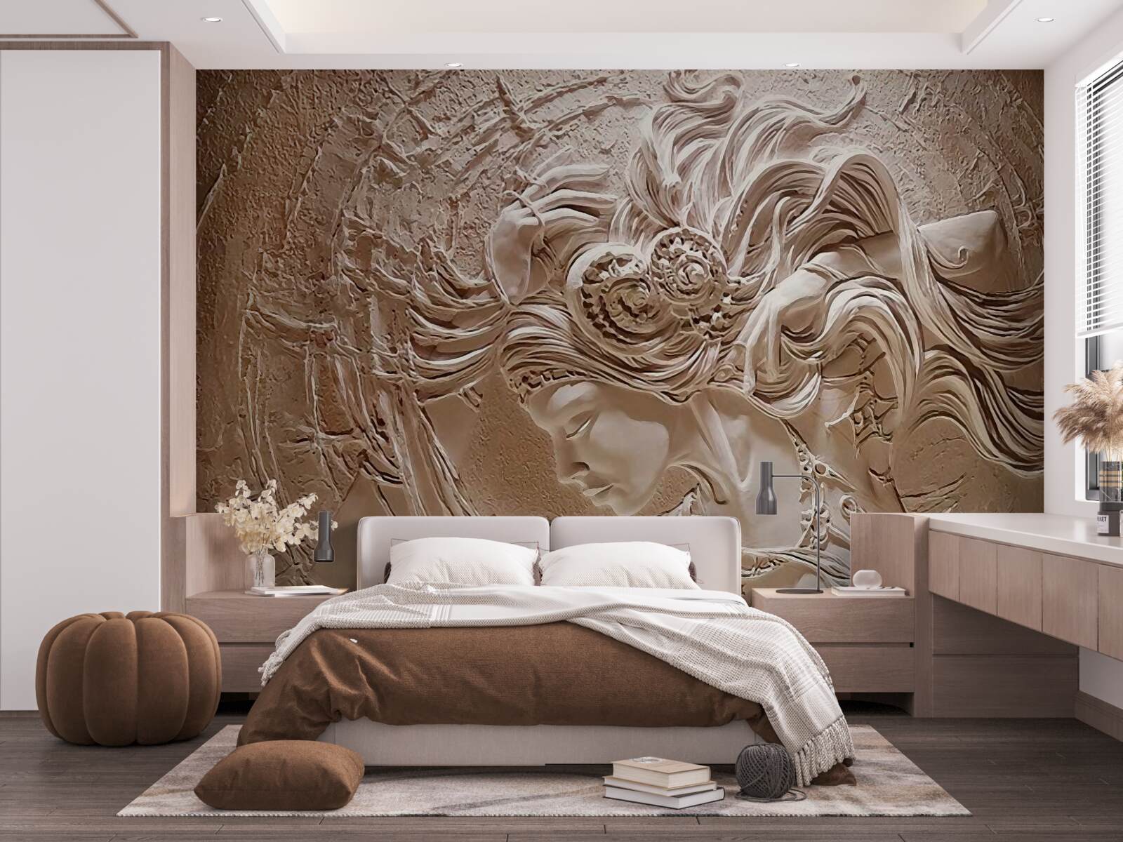 Фотошпалери зображення дівчини в барельєфі