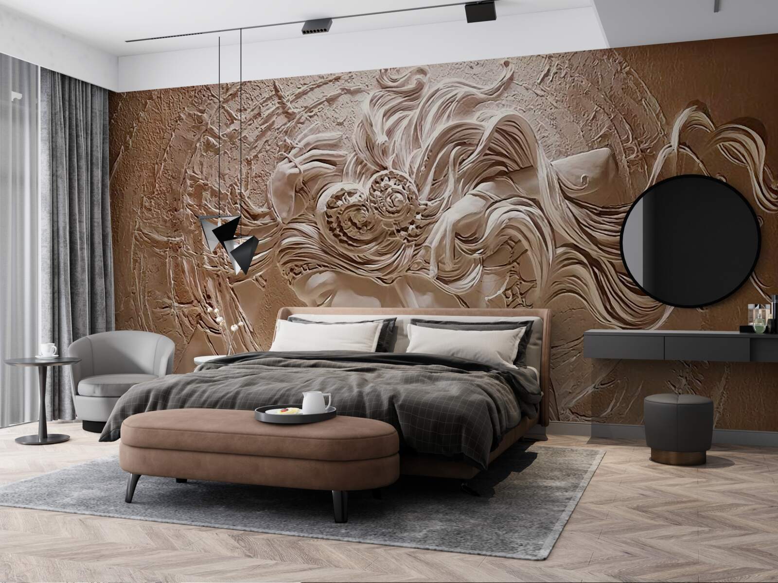 Фотошпалери зображення дівчини в барельєфі