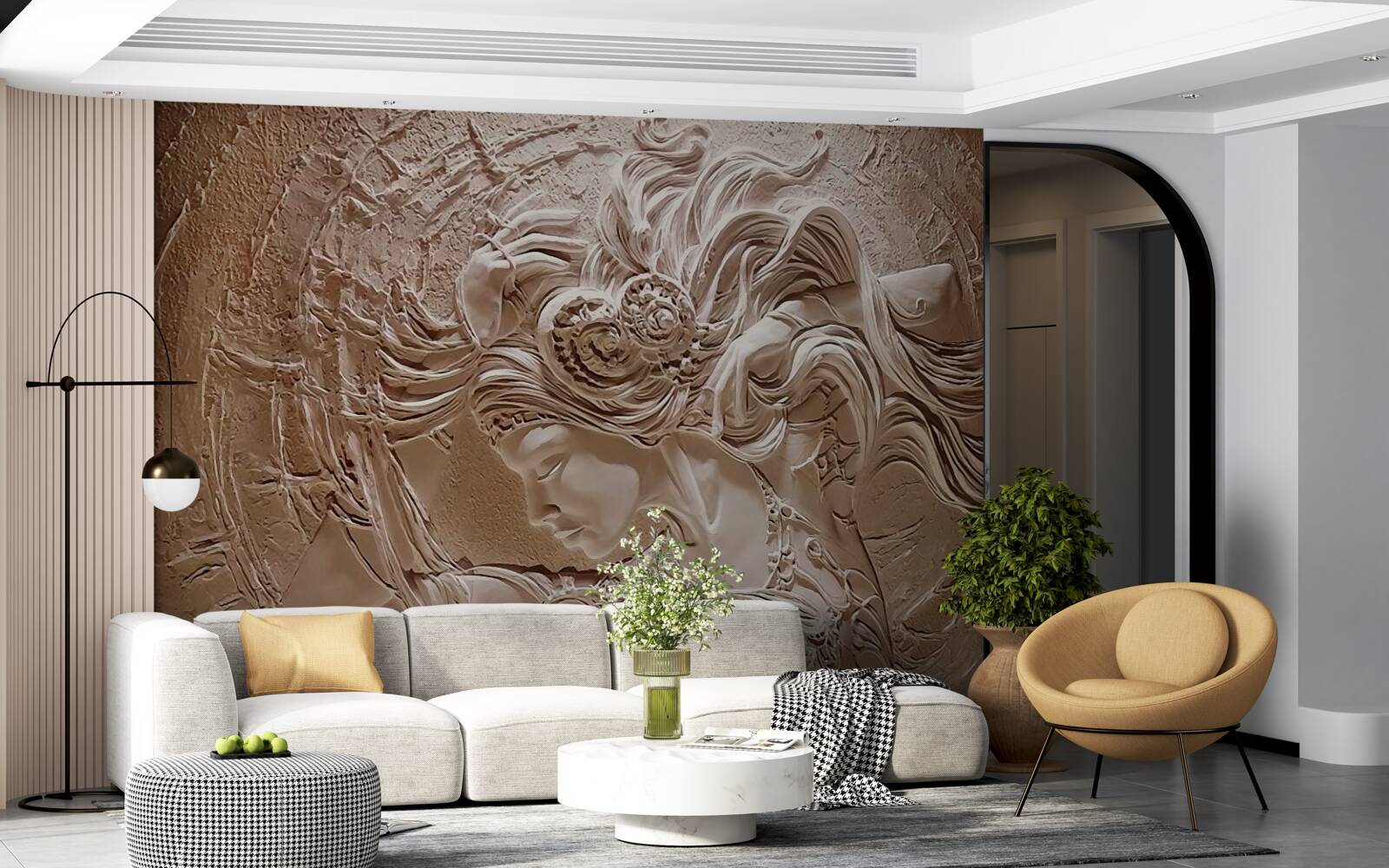 Фотошпалери зображення дівчини в барельєфі