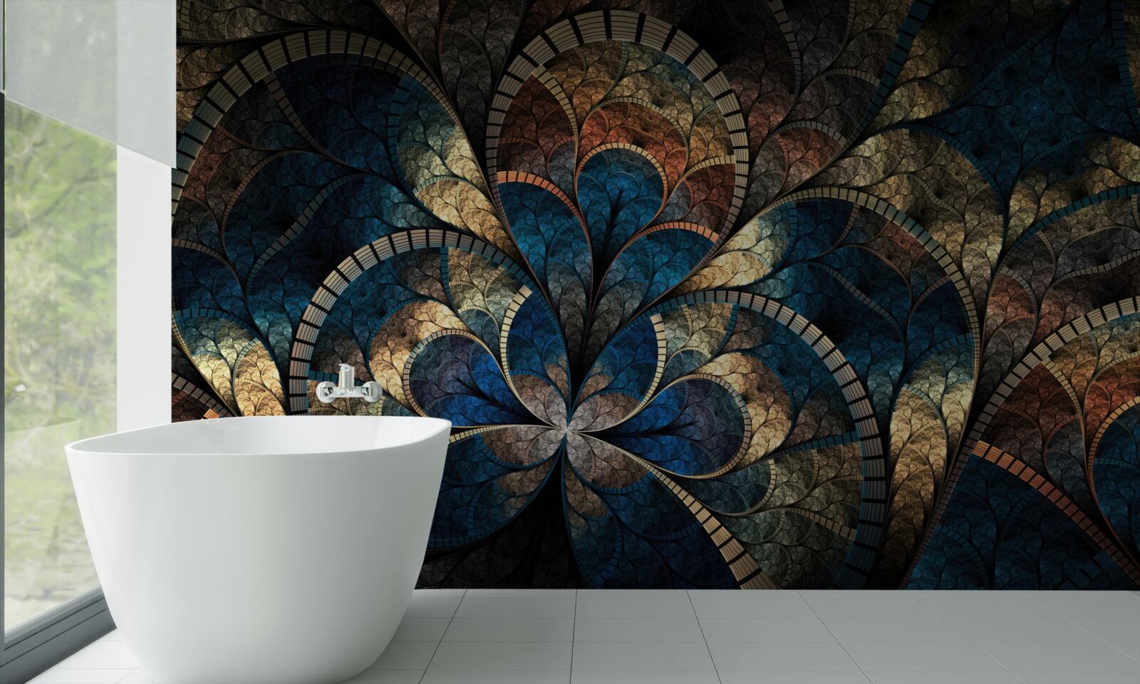 Фотошпалери темно-сині та золоті фігури