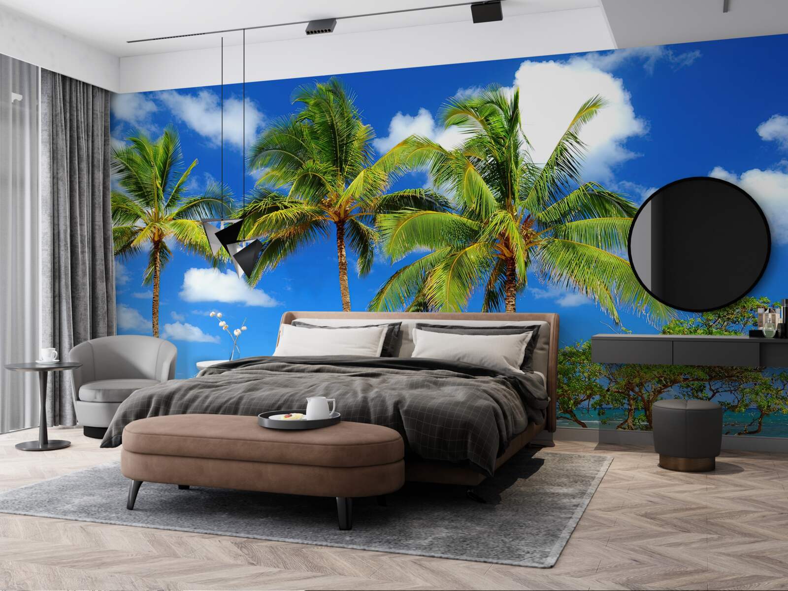 Фотошпалери пальми на піщаному узбережжі