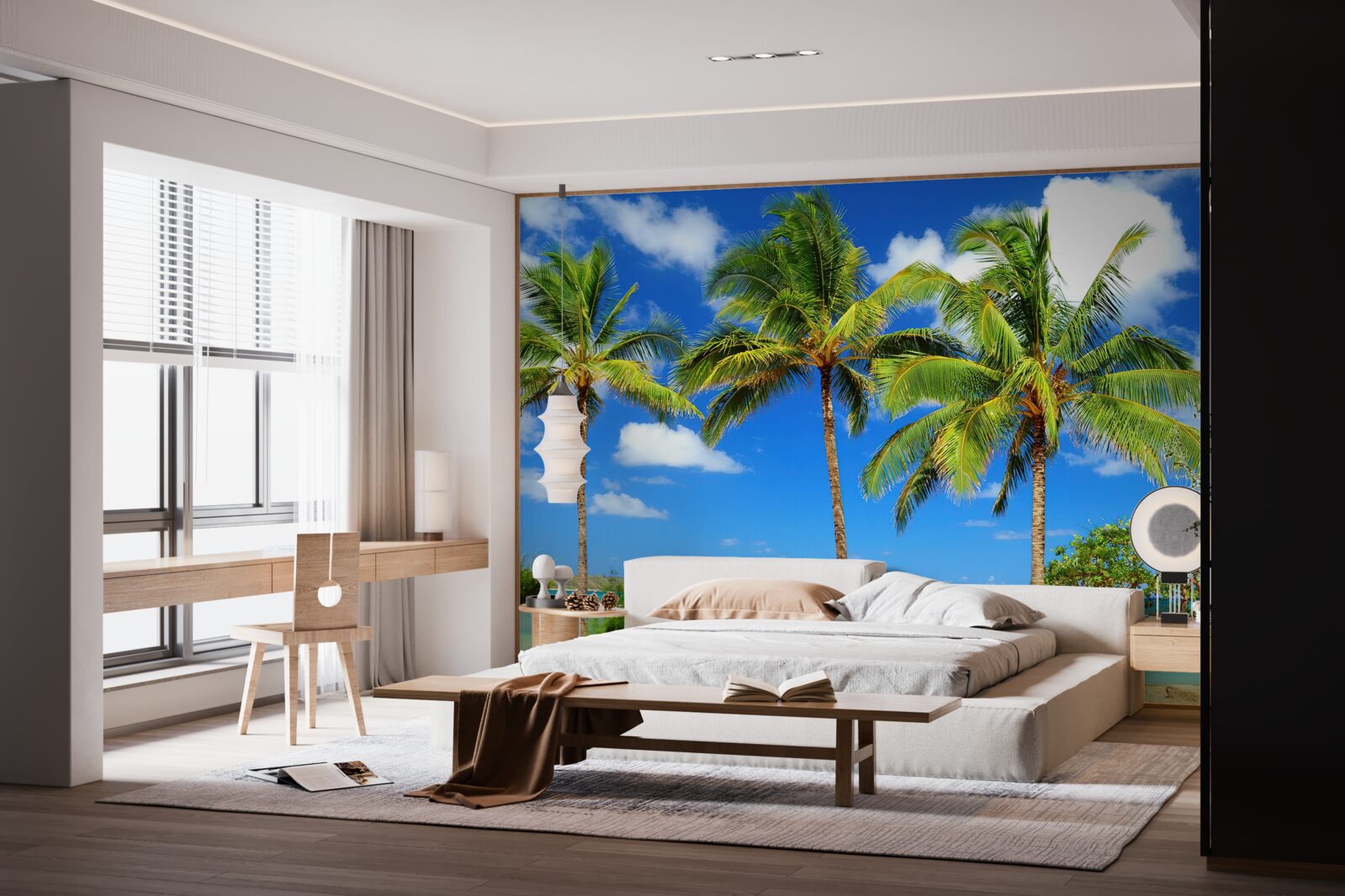 Фотошпалери пальми на піщаному узбережжі