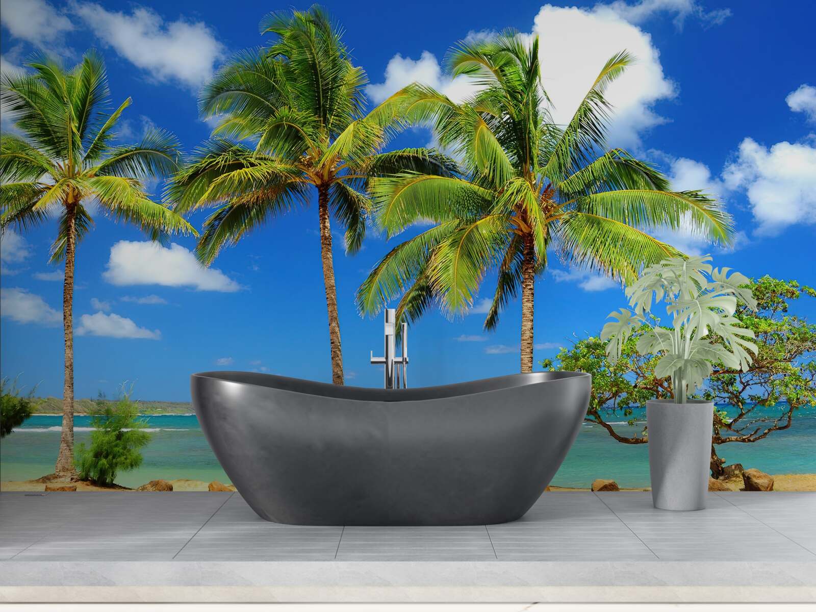 Фотошпалери пальми на піщаному узбережжі