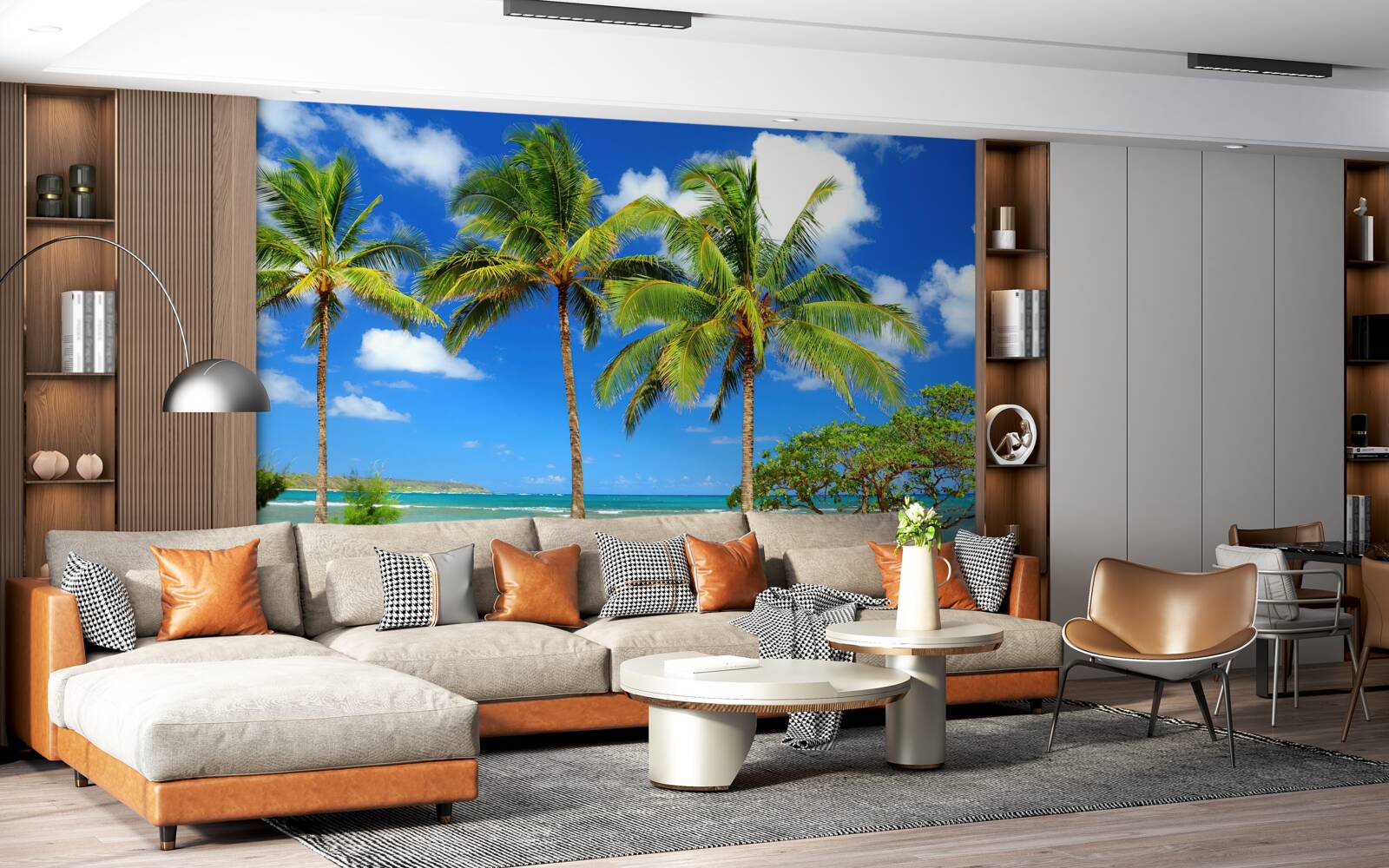 Фотошпалери пальми на піщаному узбережжі