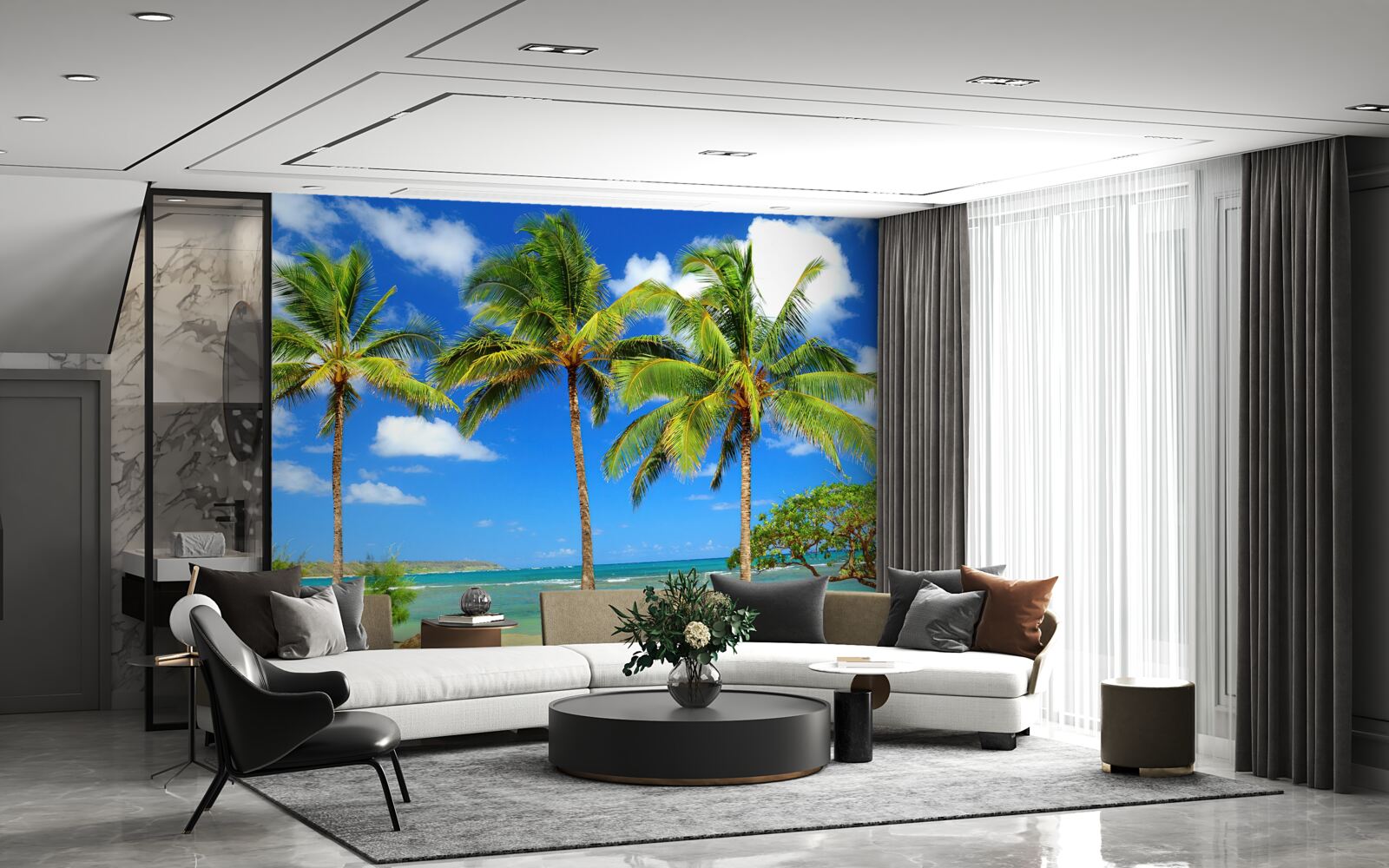 Фотошпалери пальми на піщаному узбережжі