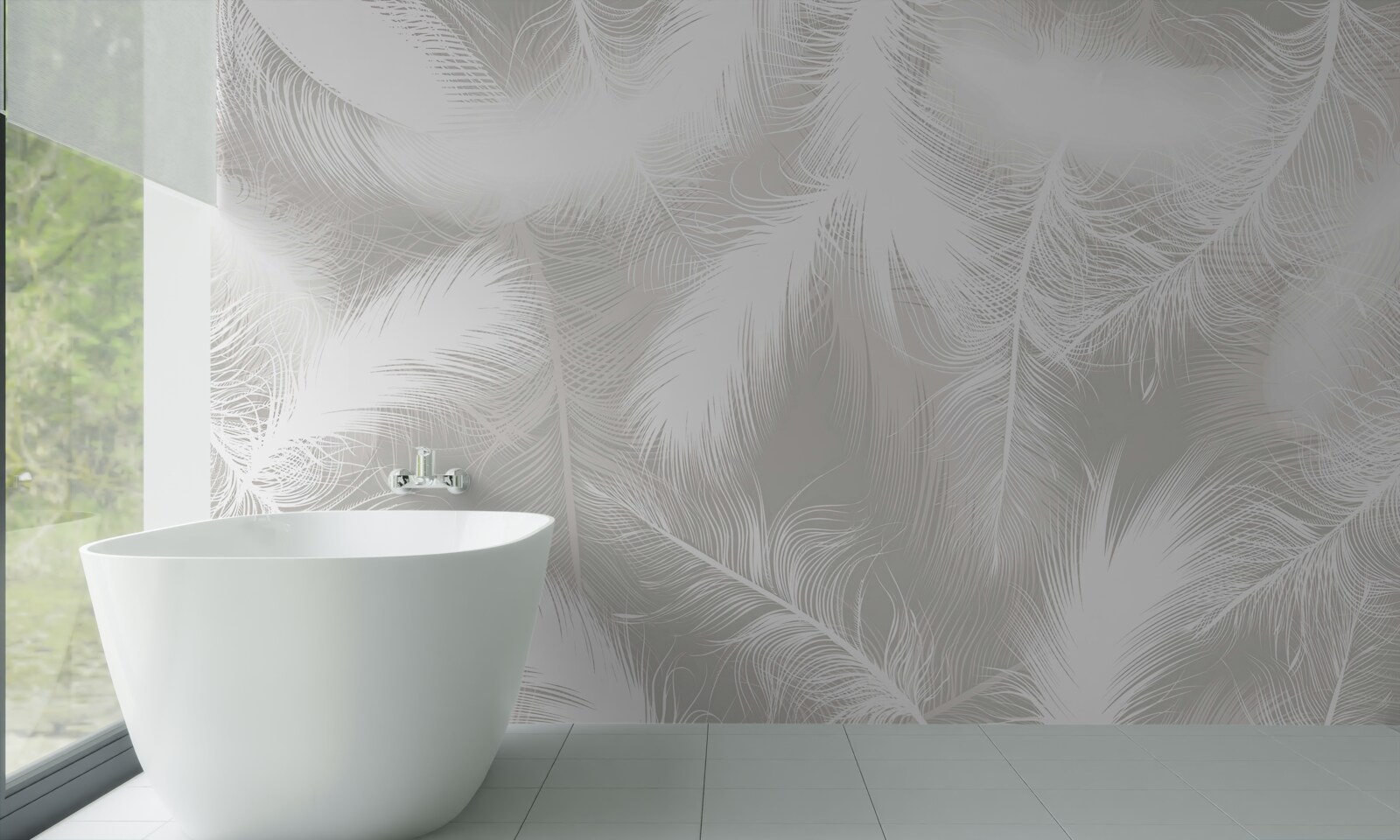 Фотошпалери білосніжне пір'я на задньому плані