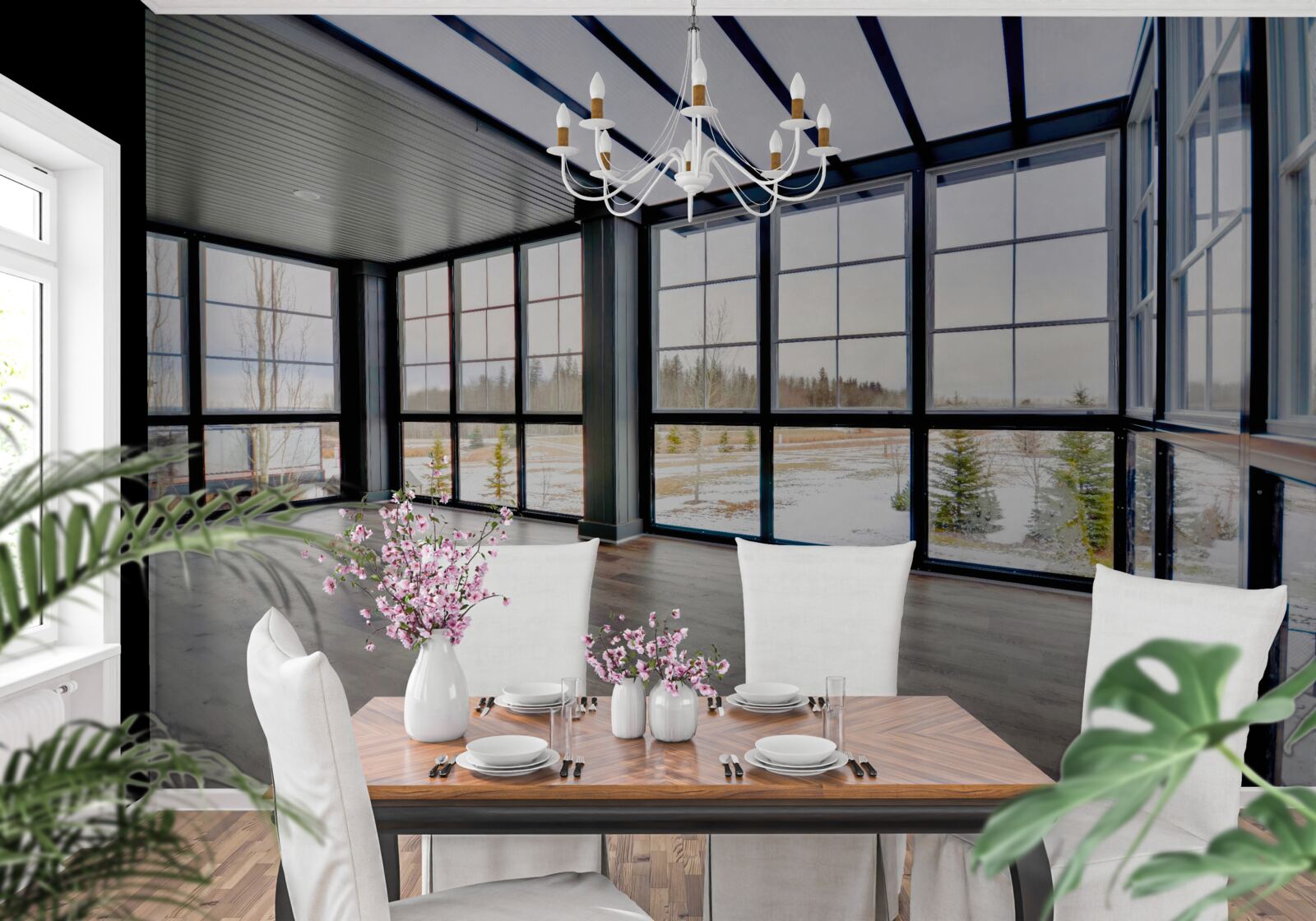 Фотошпалери кімната без меблів з вікнами від підлоги до стелі