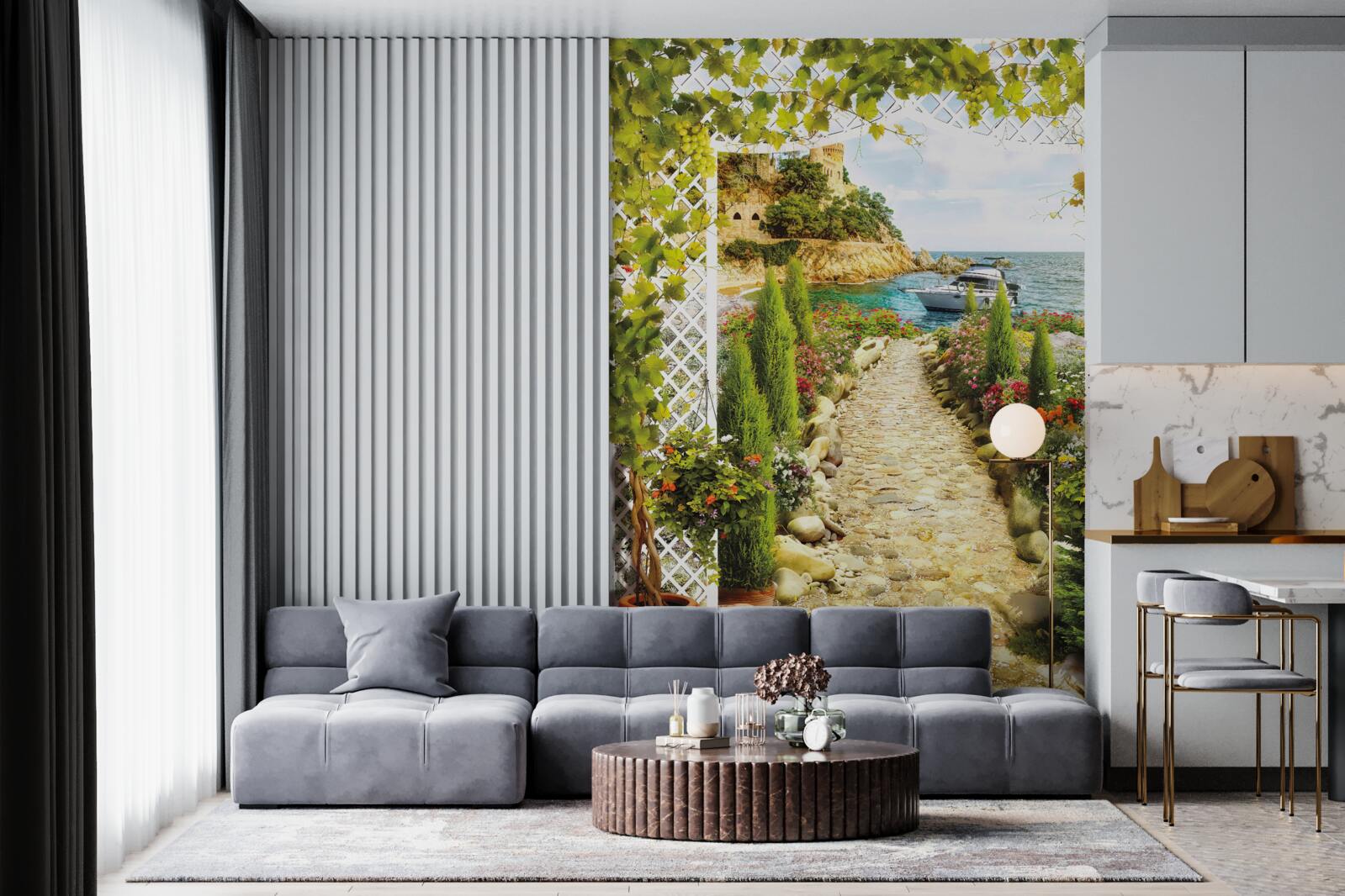 Фотошпалери шлях до моря і корабля