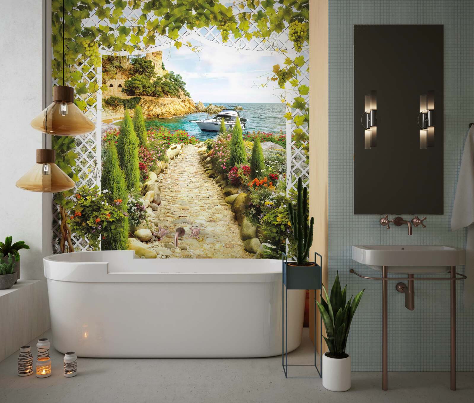 Фотошпалери шлях до моря і корабля