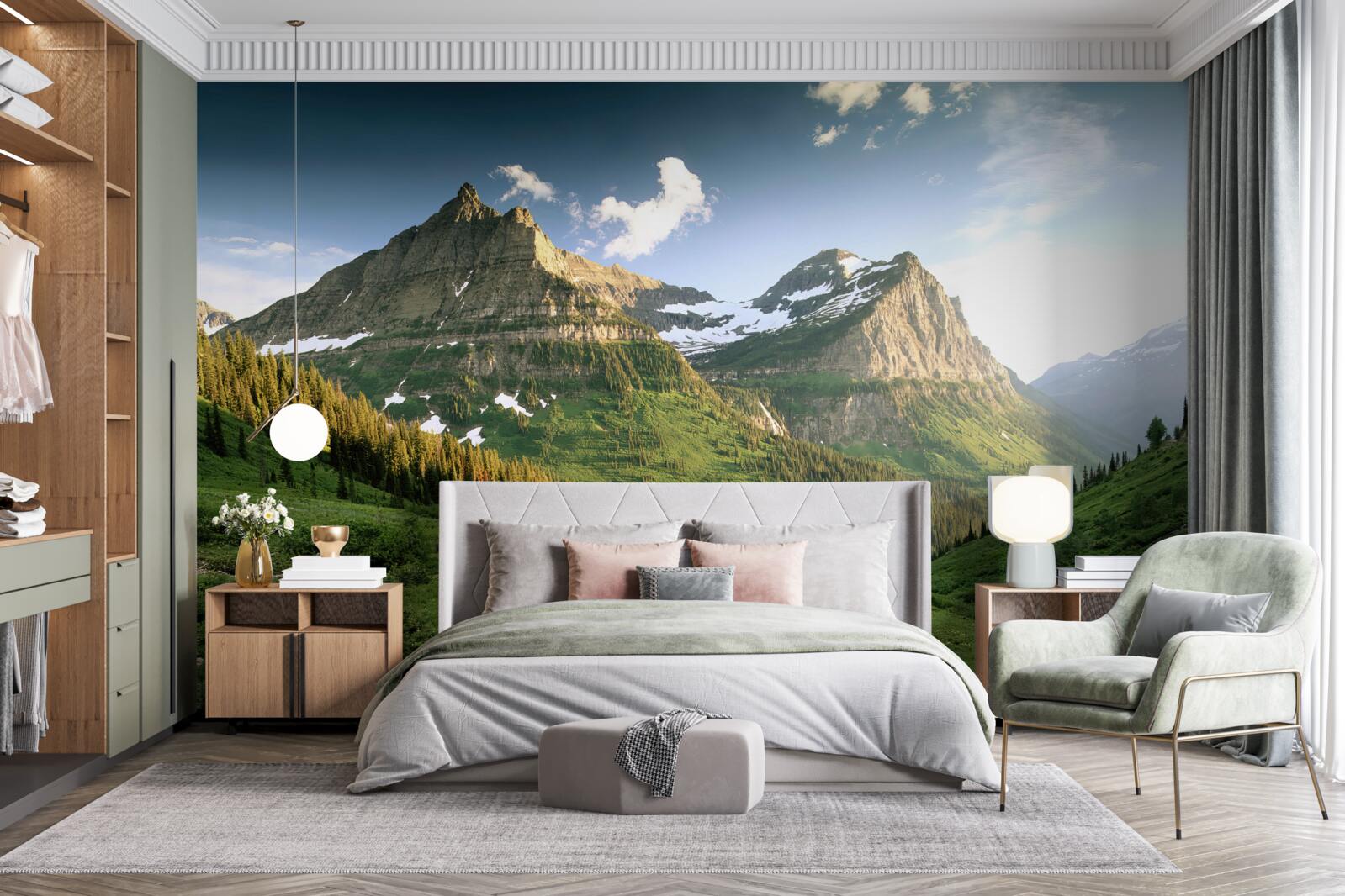 Фотошпалери вид з галявини на величні гори