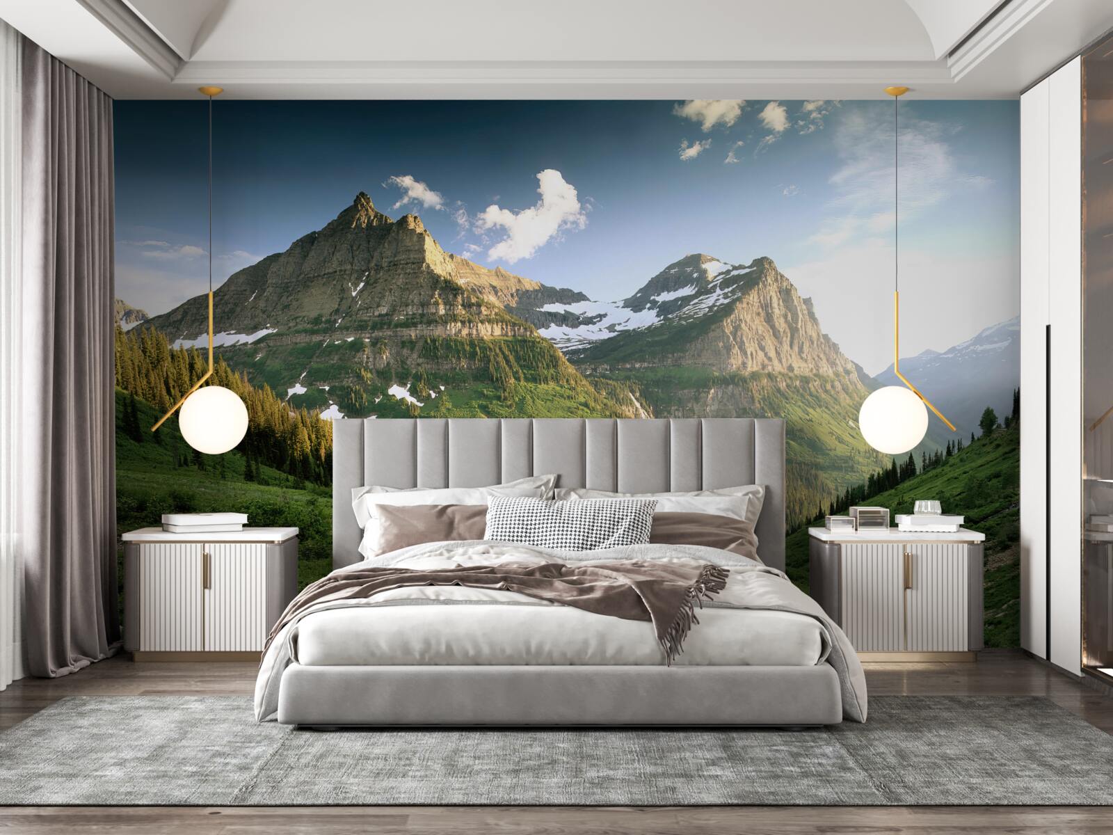 Фотошпалери вид з галявини на величні гори