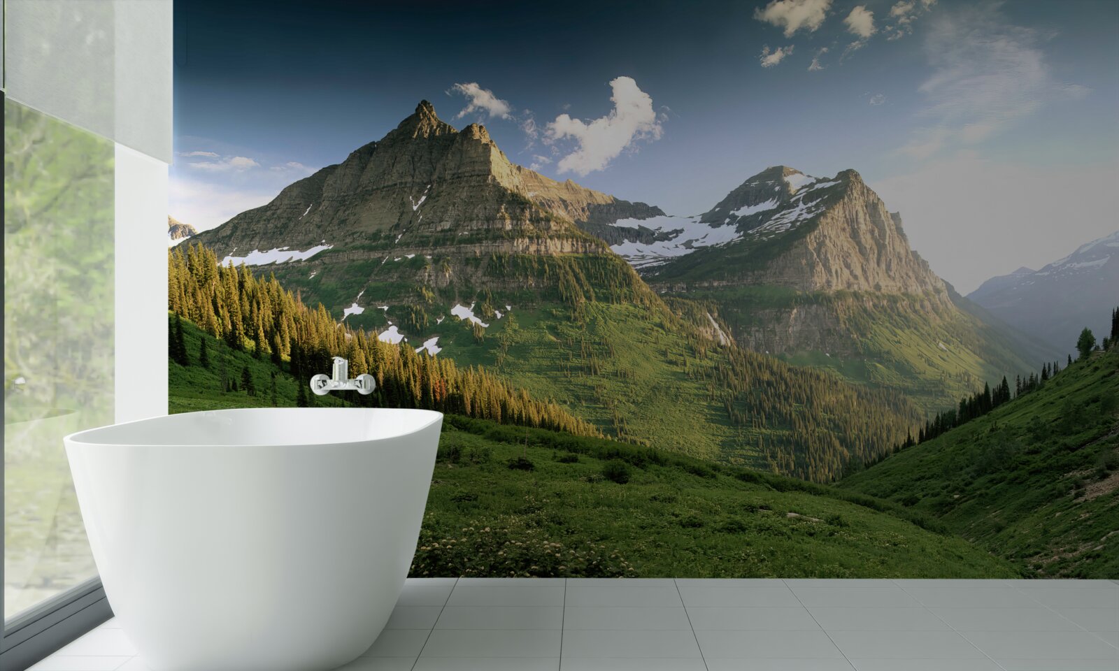 Фотошпалери вид з галявини на величні гори