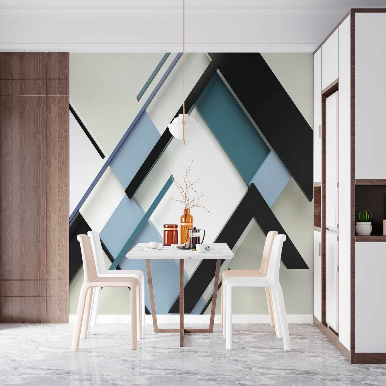 Фотошпалери сині та чорні лінії