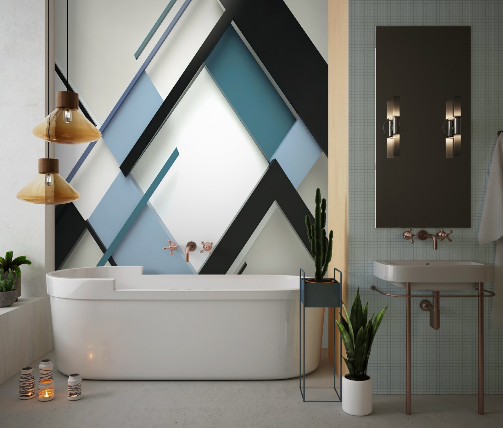 Фотошпалери сині та чорні лінії