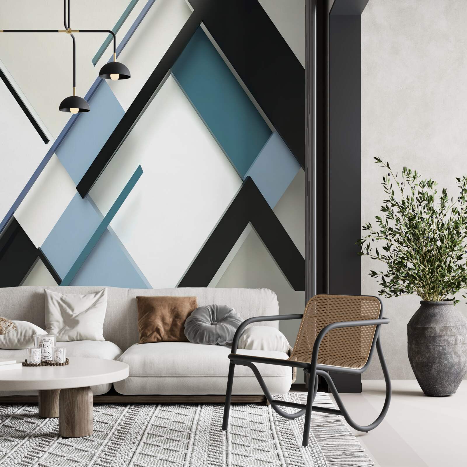 Фотошпалери сині та чорні лінії