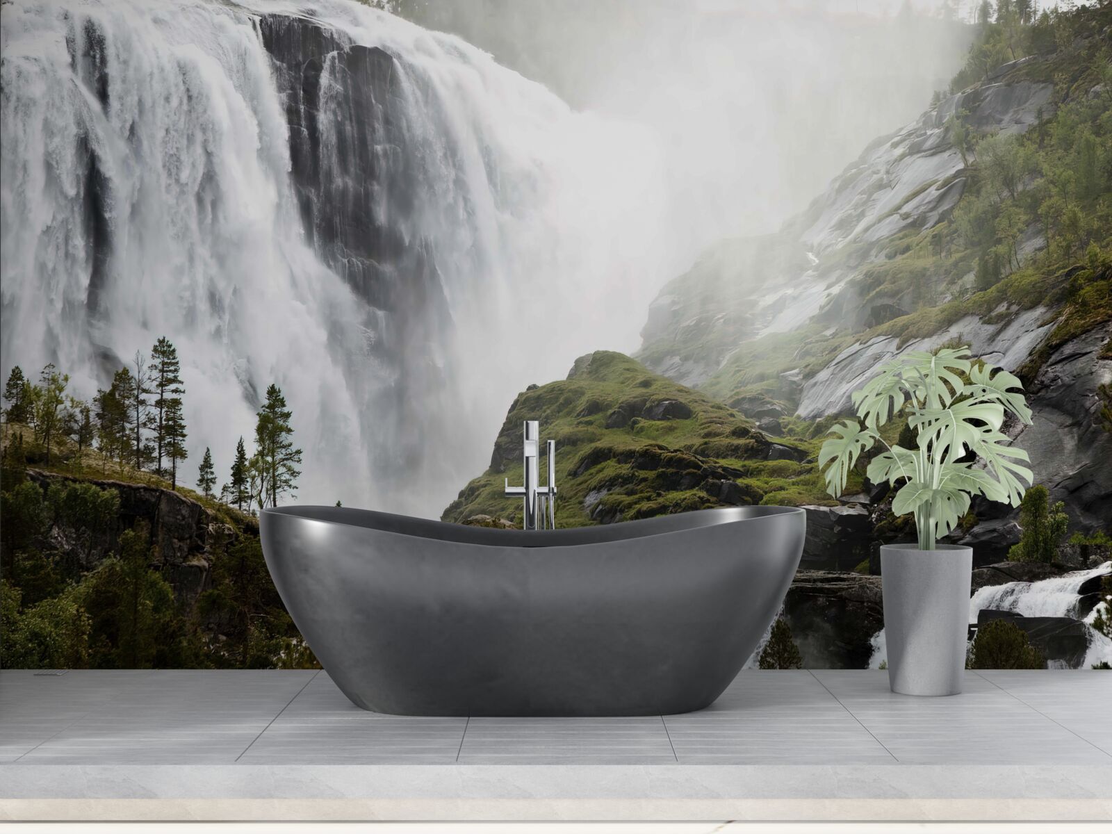 Фотошпалери величний каскадний водоспад