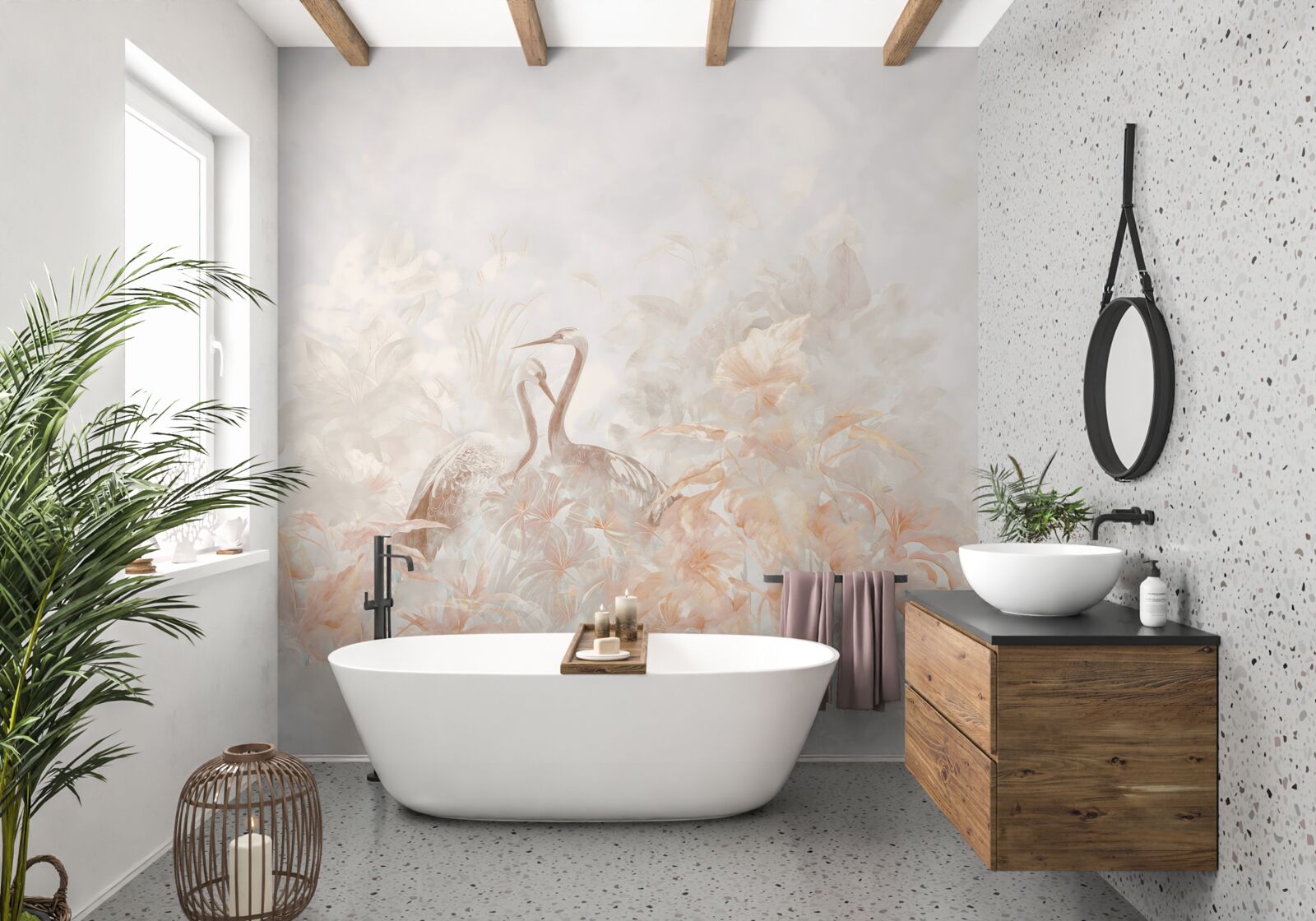 Фотошпалери два птахи серед зелені