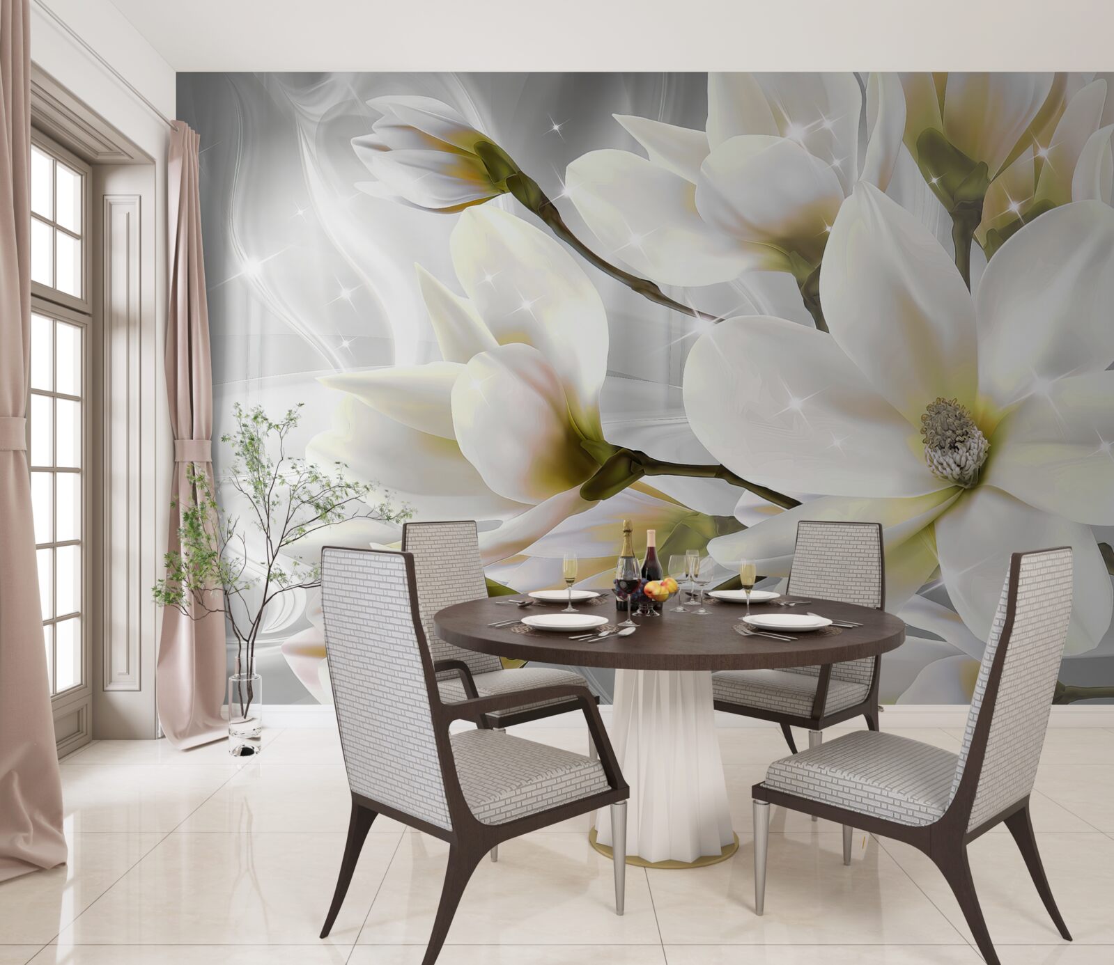 Фотошпалери великі білосніжні красиві квіти