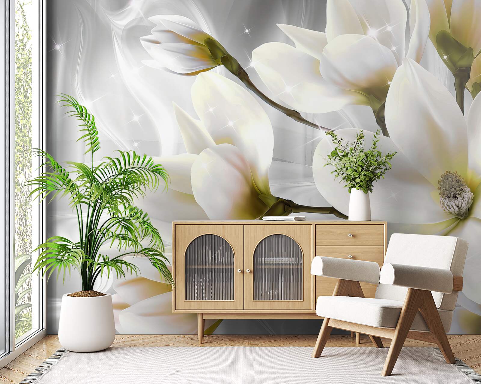 Фотошпалери великі білосніжні красиві квіти