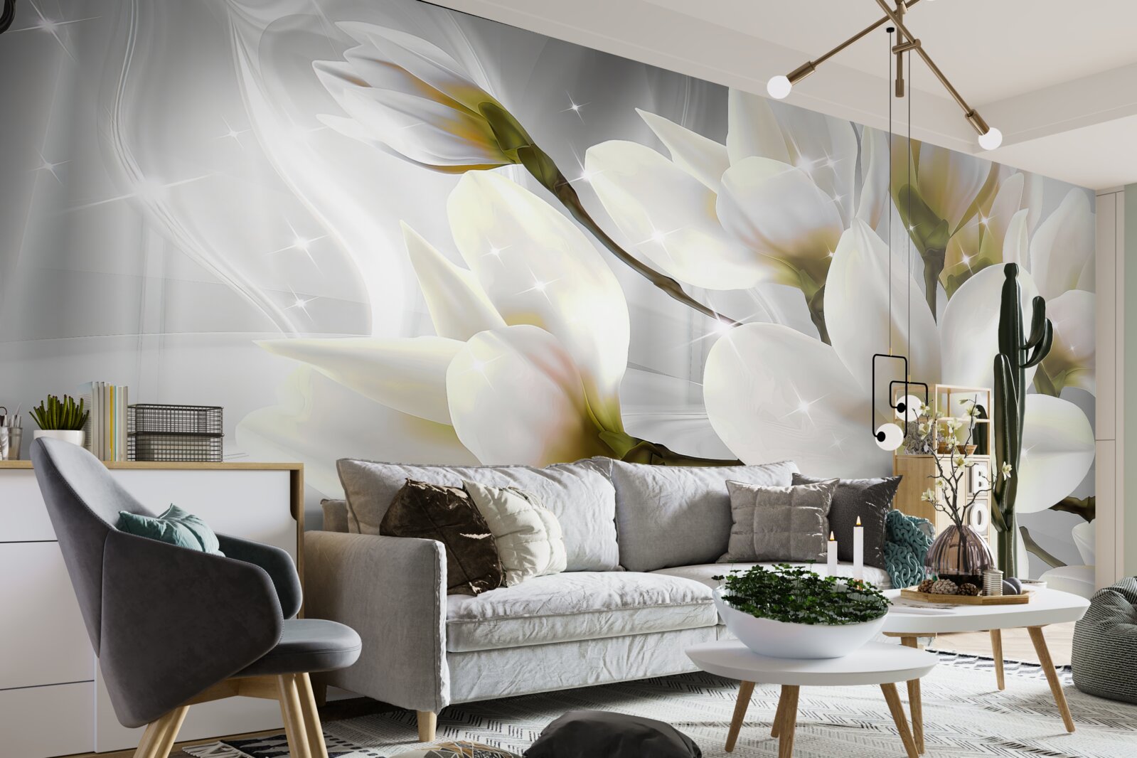 Фотошпалери великі білосніжні красиві квіти