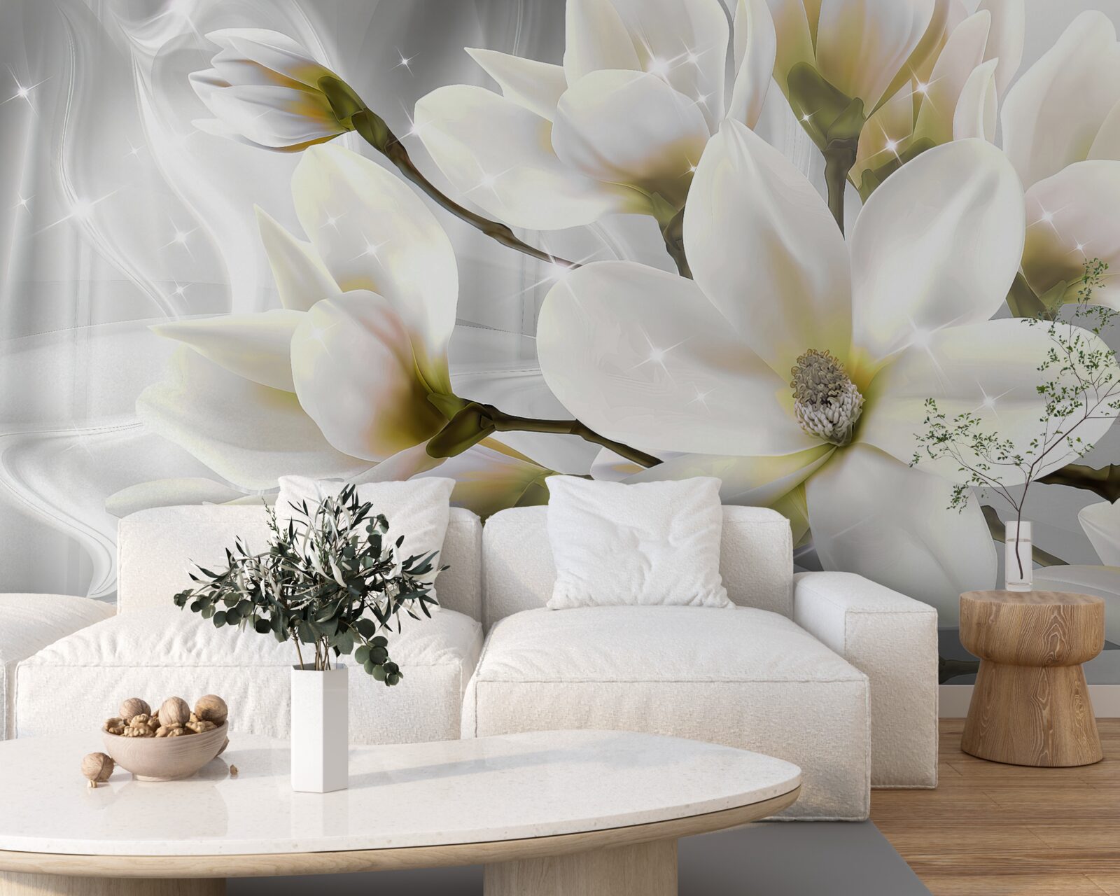 Фотошпалери великі білосніжні красиві квіти