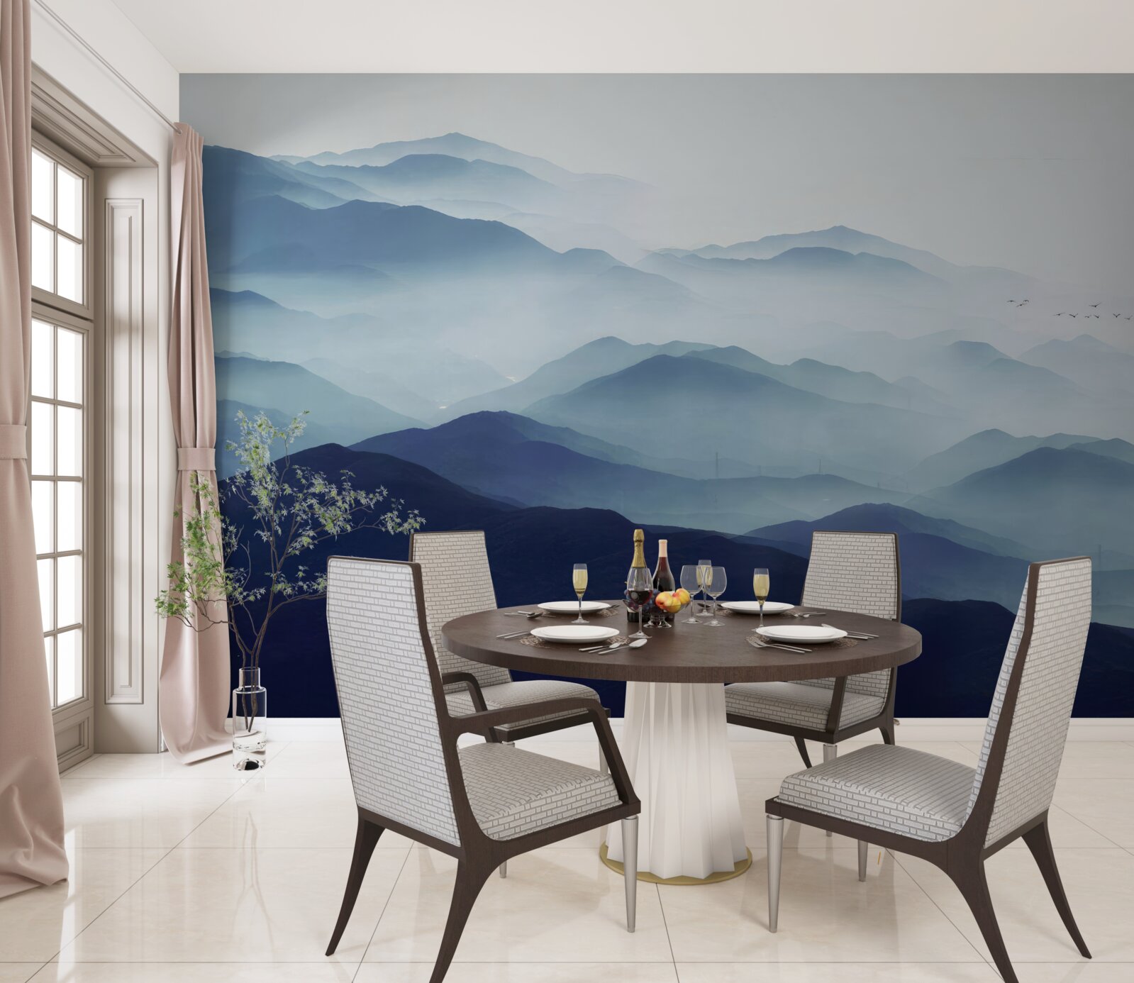 Фотошпалери пагорби, оповиті густим туманом