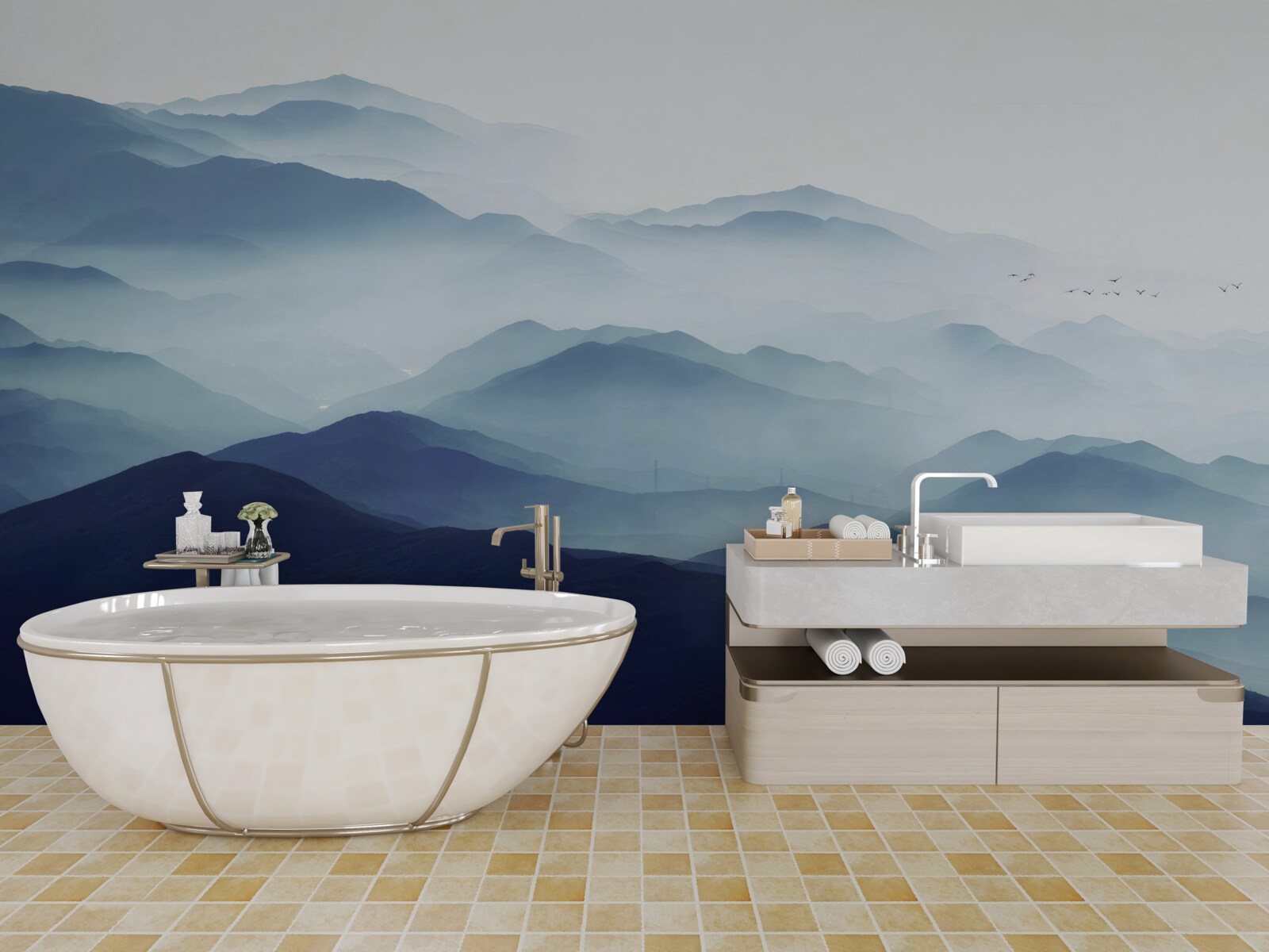 Фотошпалери пагорби, оповиті густим туманом