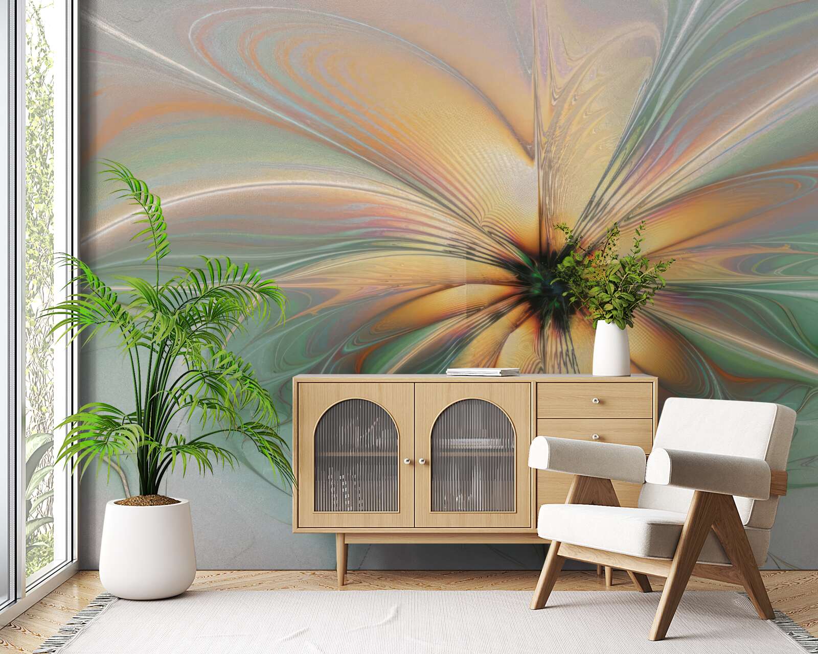 Фотошпалери кольори розливаються, утворюючи квітку