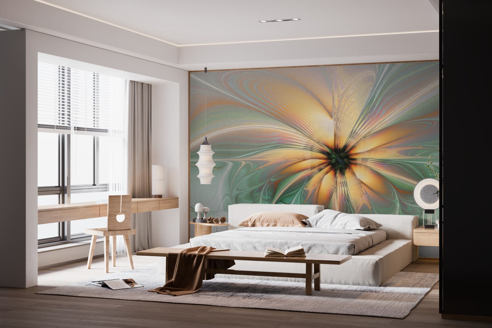 Фотошпалери кольори розливаються, утворюючи квітку