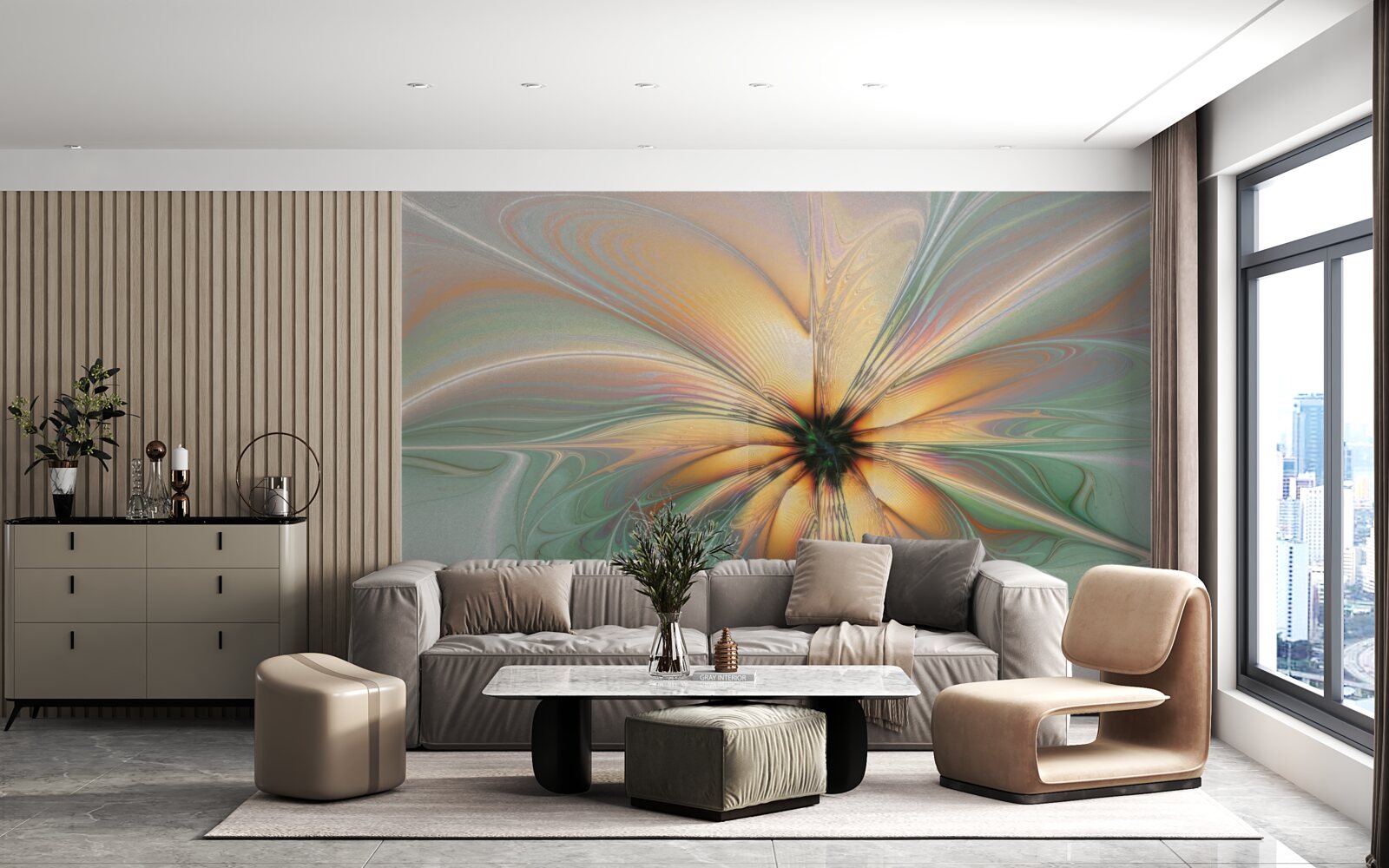 Фотошпалери кольори розливаються, утворюючи квітку