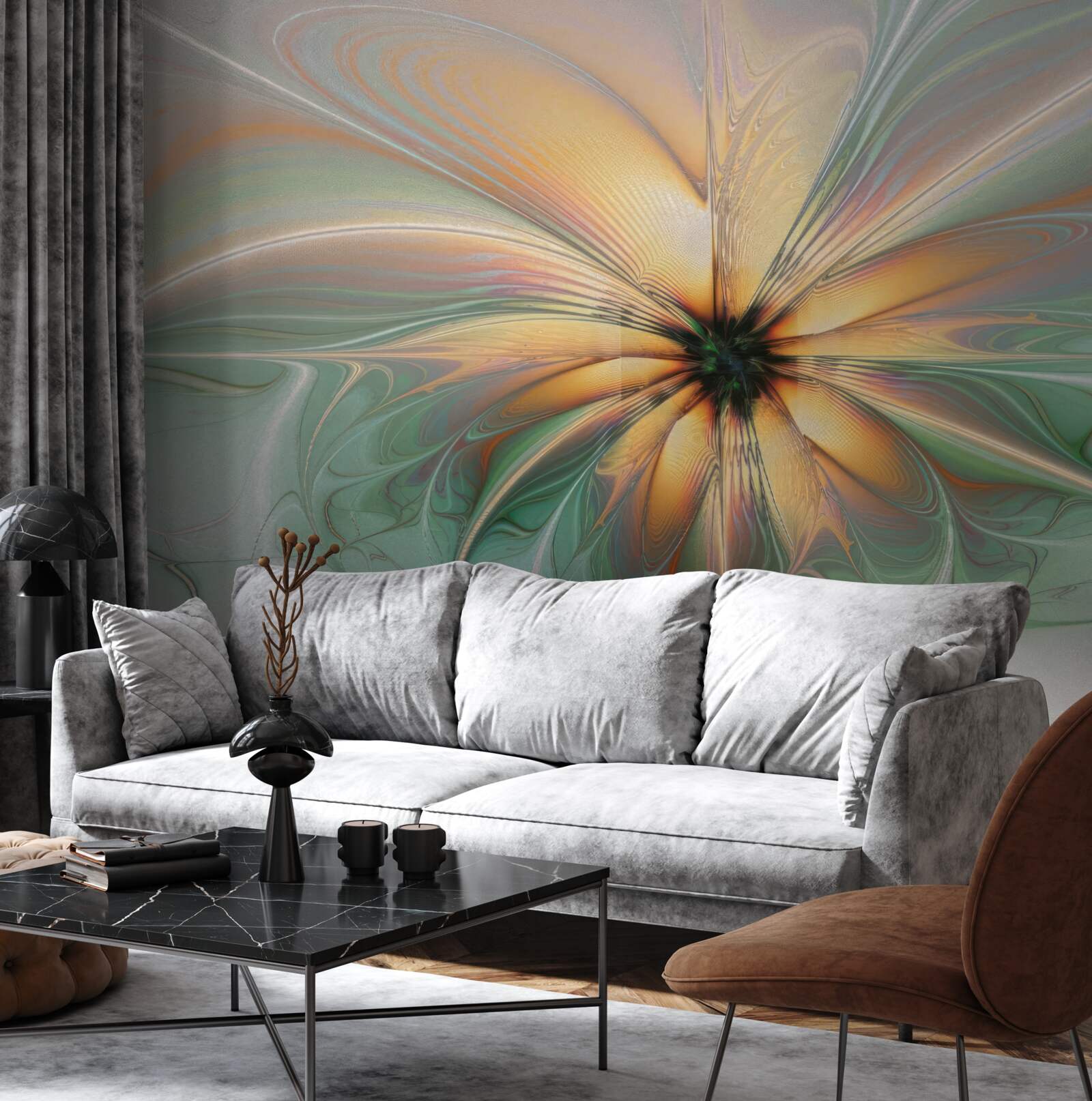 Фотошпалери кольори розливаються, утворюючи квітку