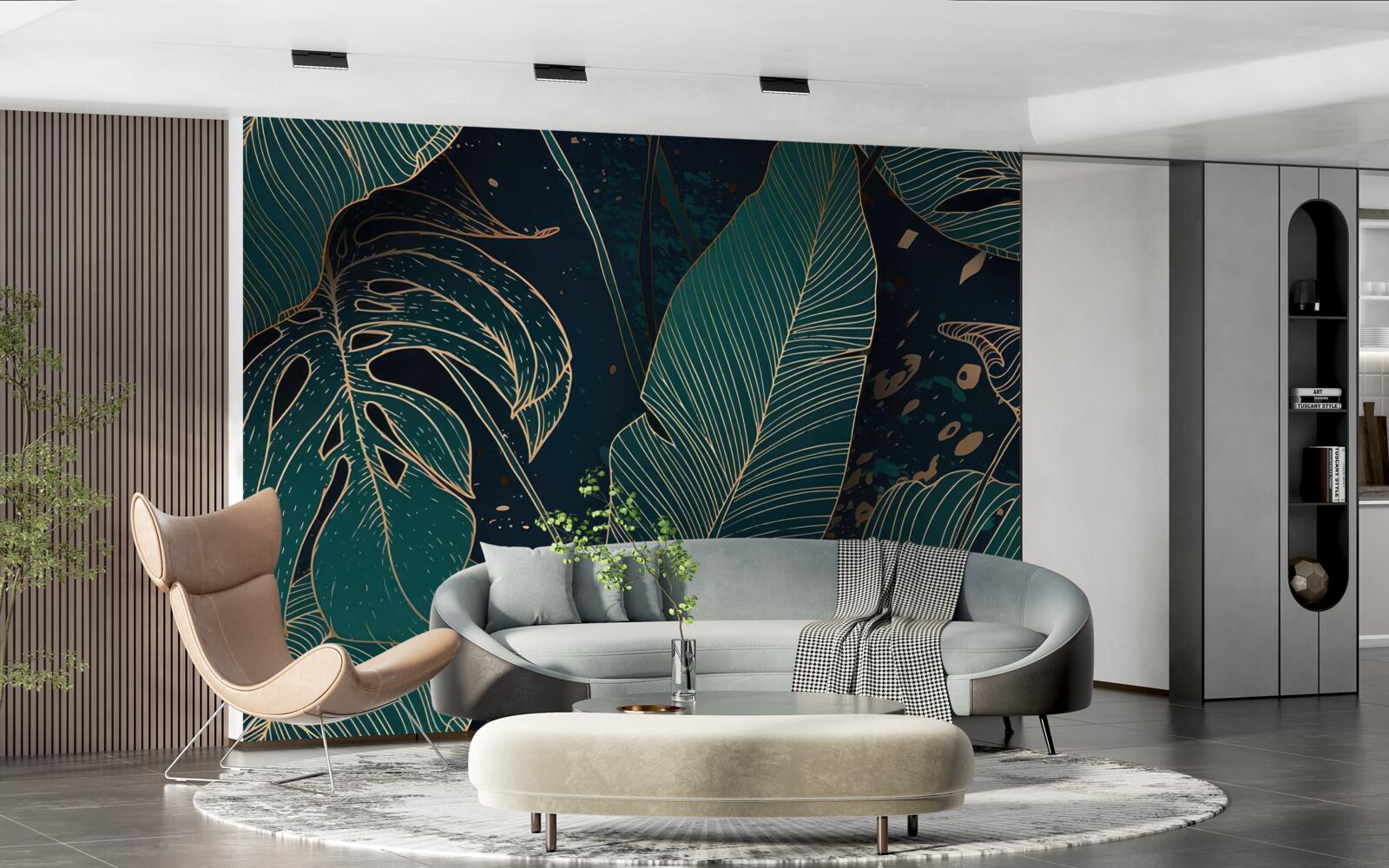 Фотошпалери велике зелене листя