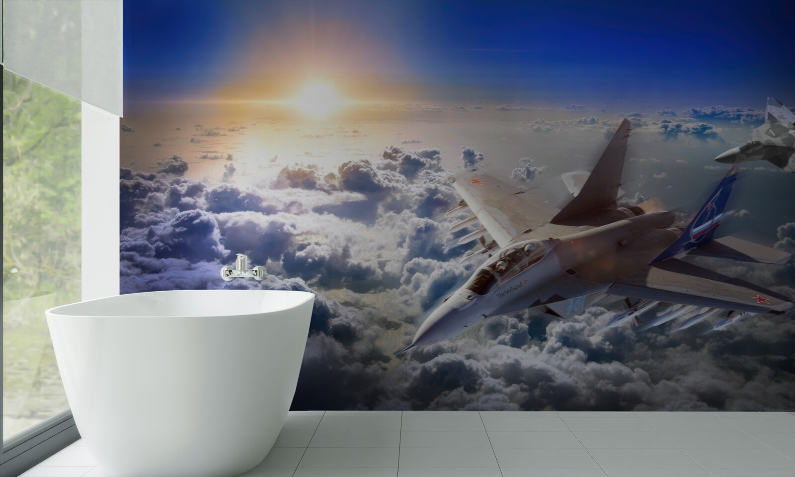 Фотошпалери винищувачі пролітають крізь хмари