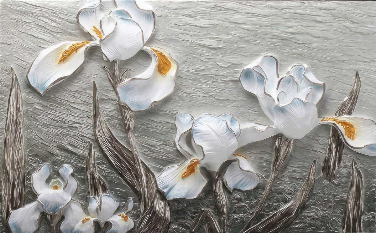 Фотошпалери об'ємні білі квіти, показані на фото