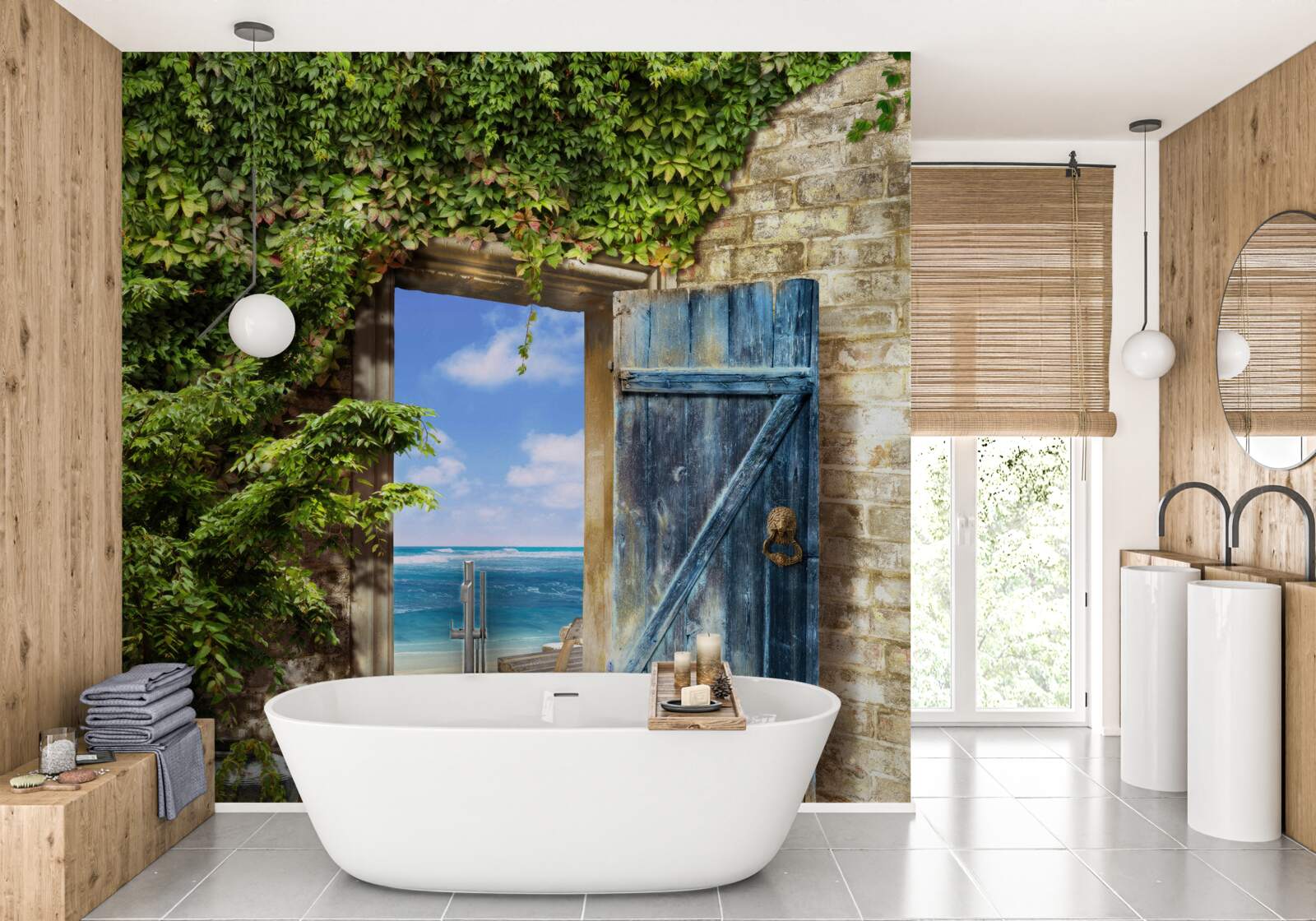 Фотошпалери затишний будинок біля моря