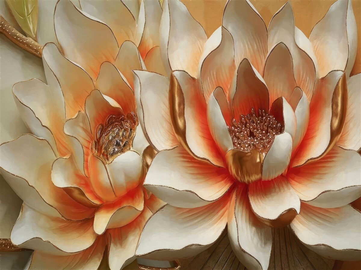 Фотошпалери великі кремові квіти