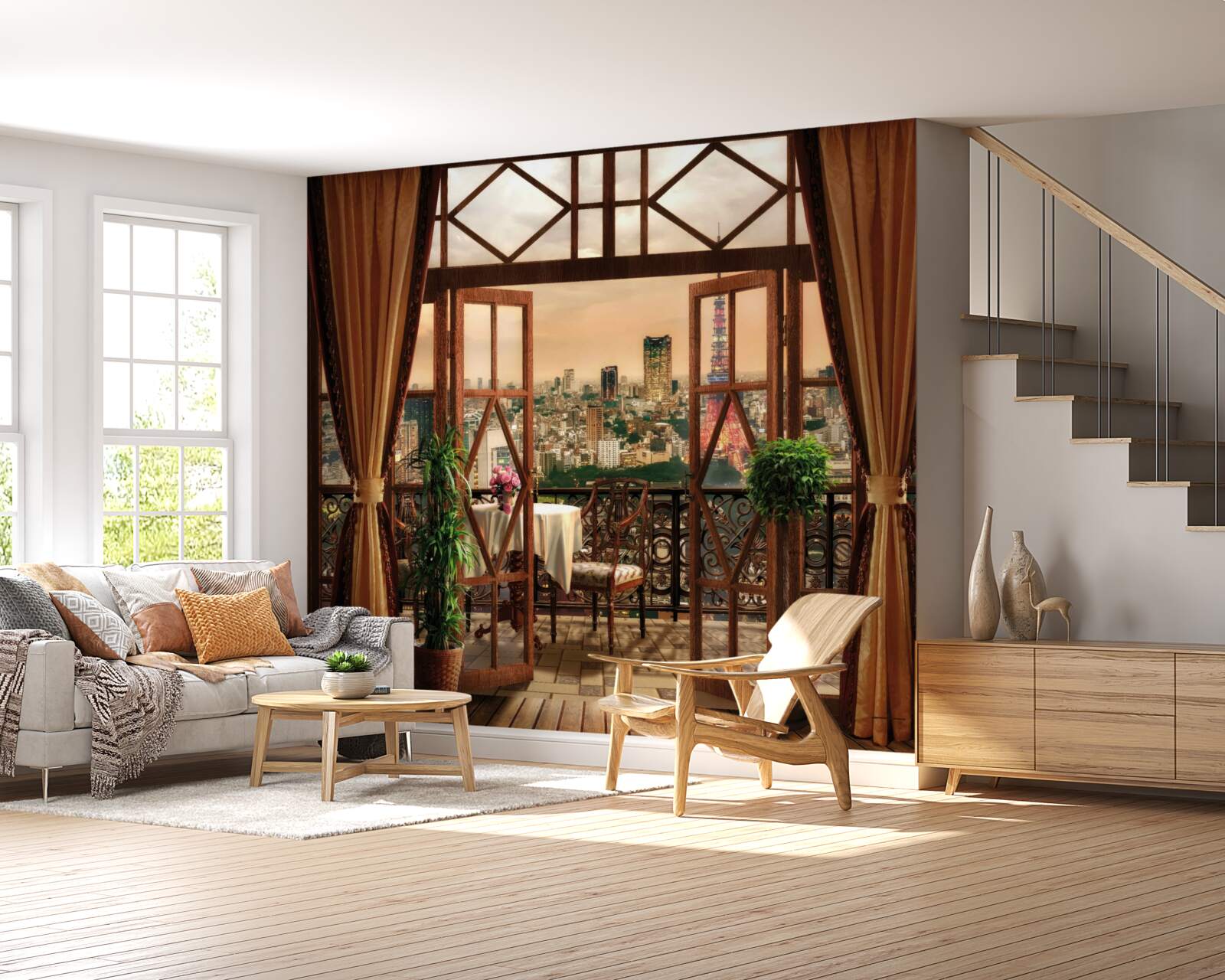 Фотошпалери вражаючий вид на місто з балкона