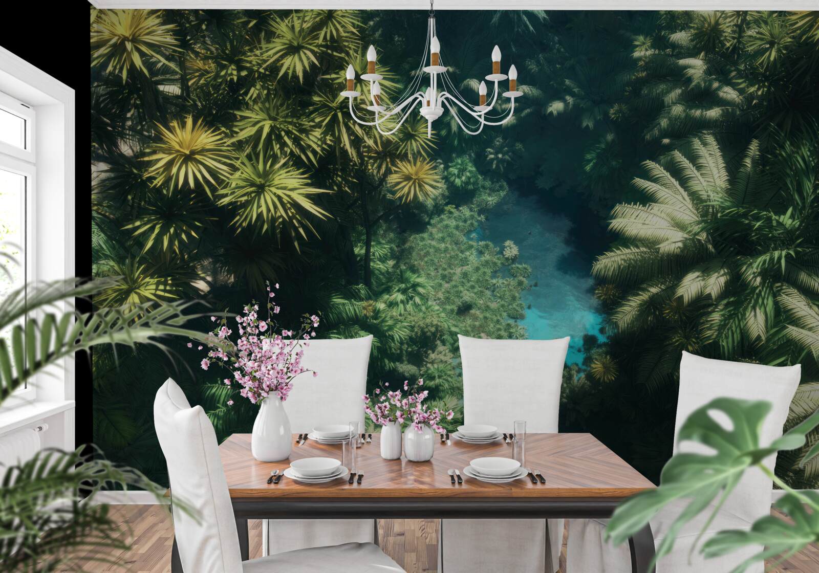 Фотошпалери панорамний вид на листя і водну гладь зверху