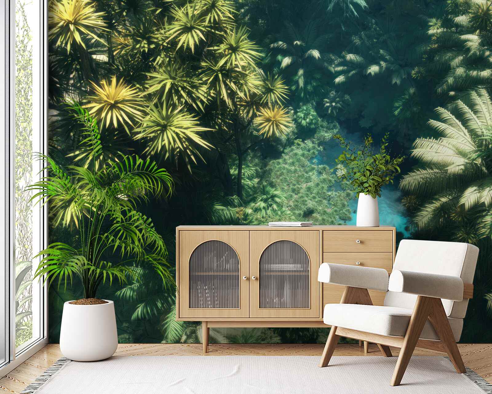 Фотошпалери панорамний вид на листя і водну гладь зверху