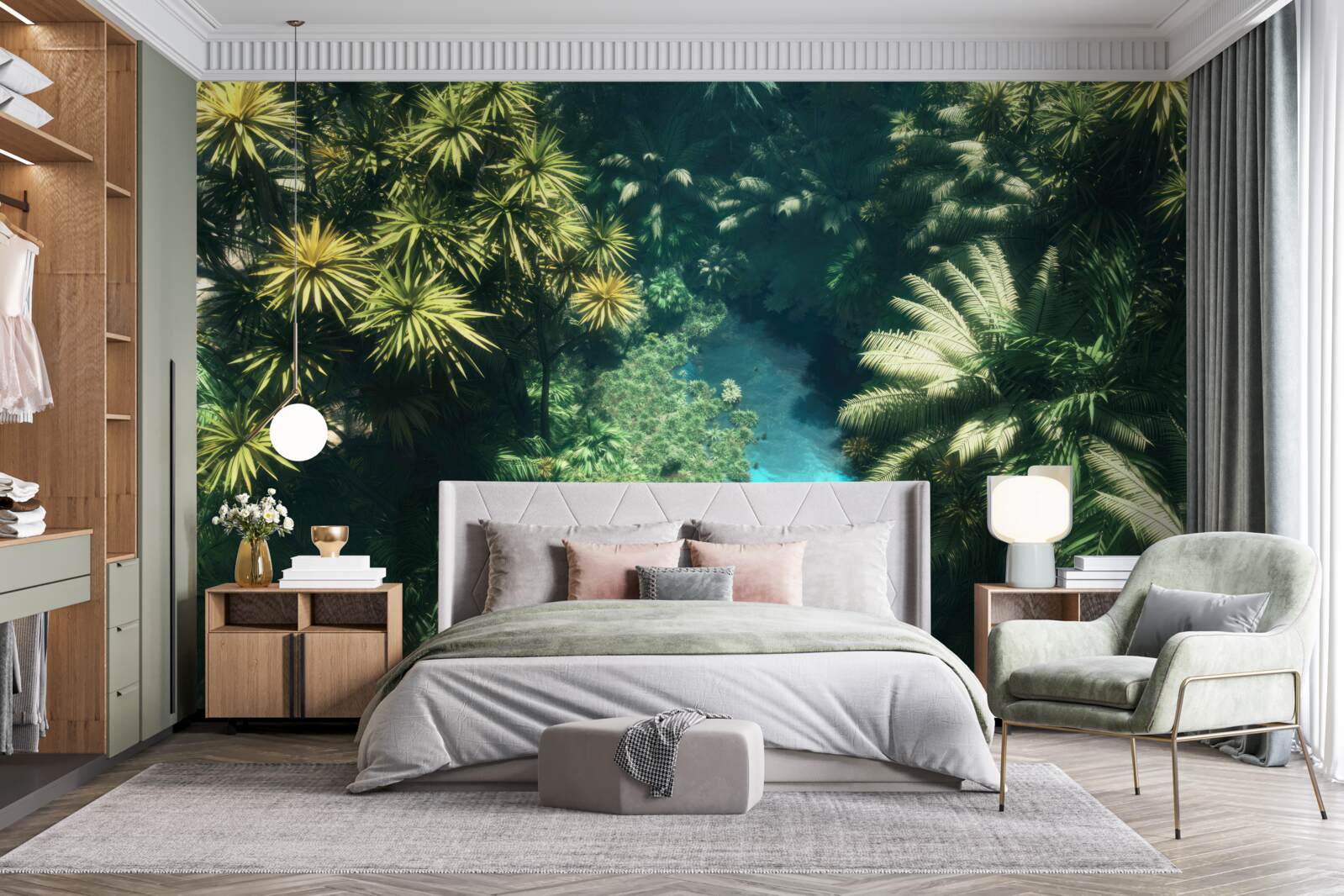 Фотошпалери панорамний вид на листя і водну гладь зверху