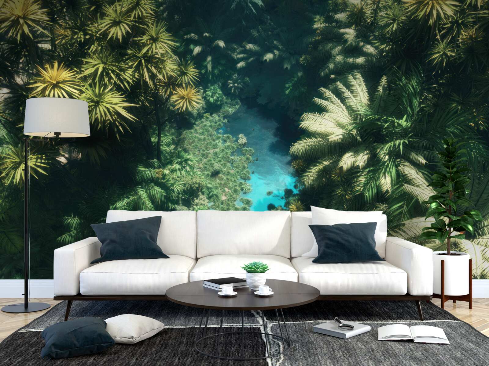 Фотошпалери панорамний вид на листя і водну гладь зверху